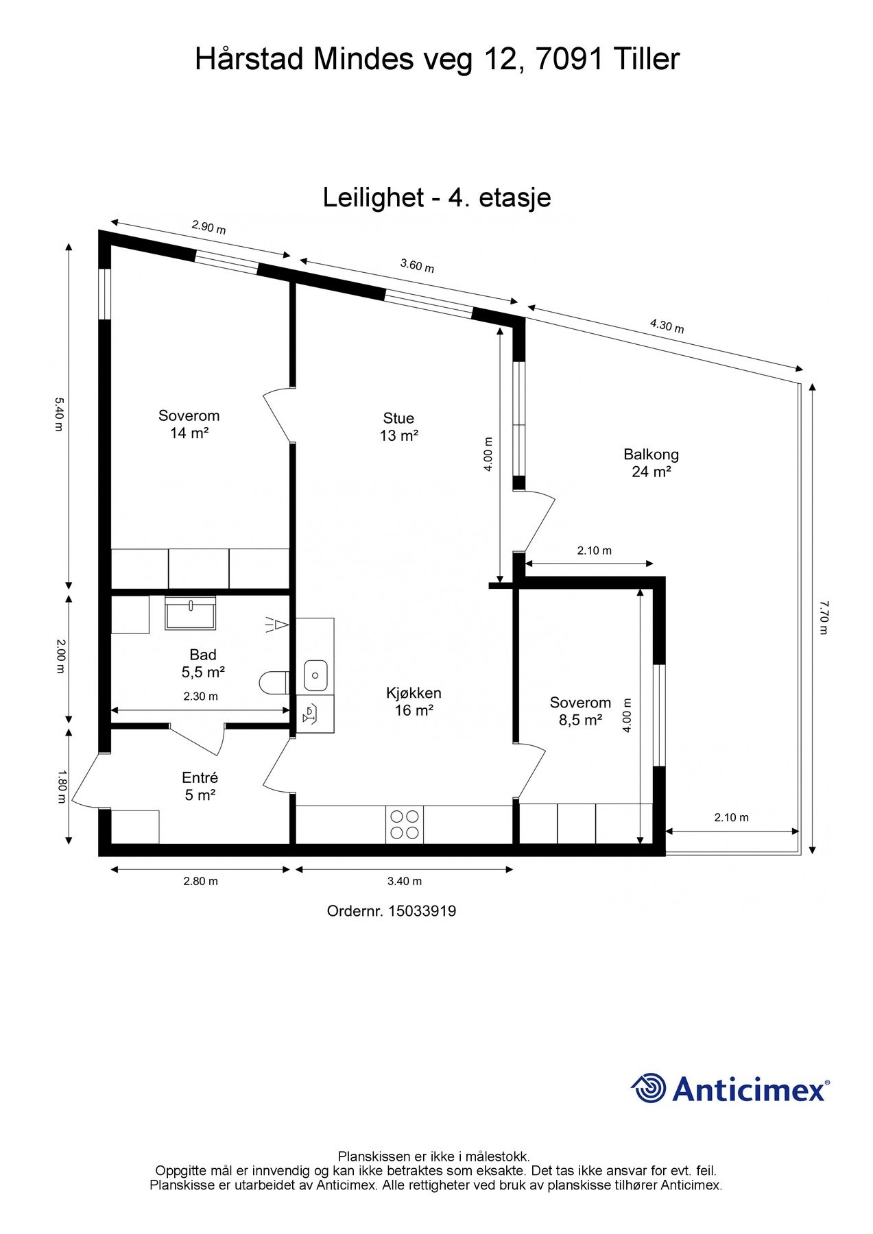 Planskisse. Det er også en bod i kjeller på ca 6 kvm + garasjeplass. Galleribilde