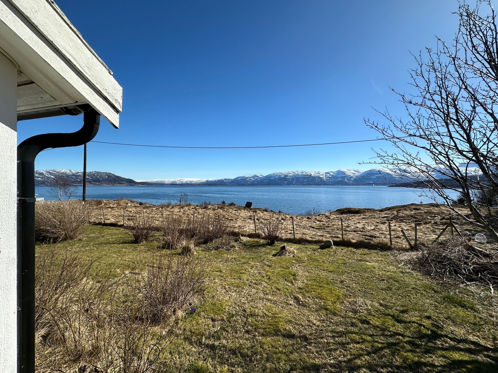 Tomta ligger åpent til med nydelig utsikt mot Alstenfjorden Galleribilde