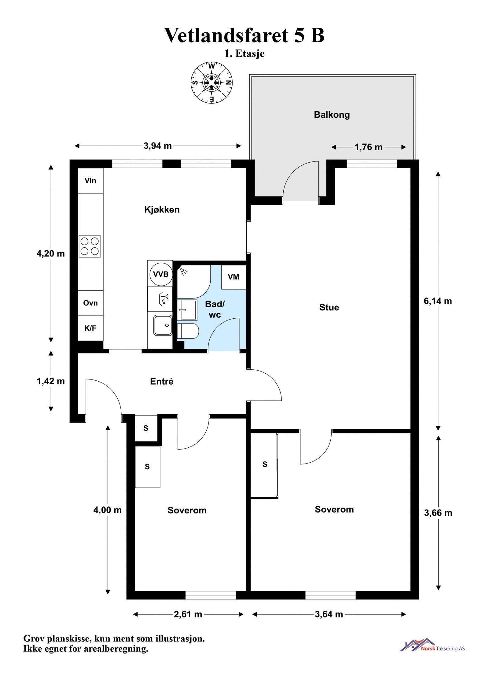 Høy 1. Etasje. I tillegg disponerer boligen 3 kjellerboder på ca. 1,4 m², 3 m² og 4 m² Galleribilde