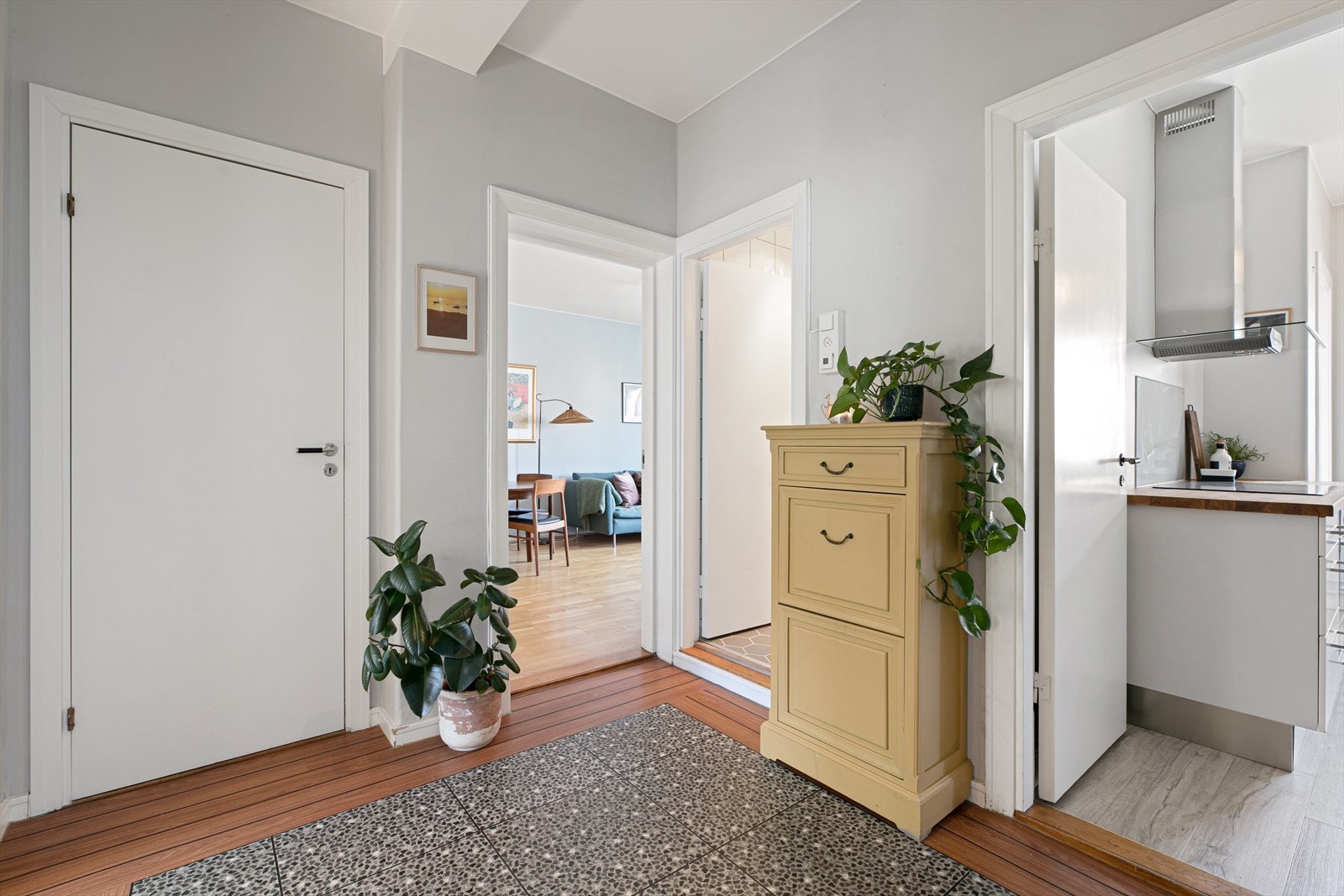 Gangen er et naturlig bindeledd med adkomst til alle rom i boligen. Galleribilde