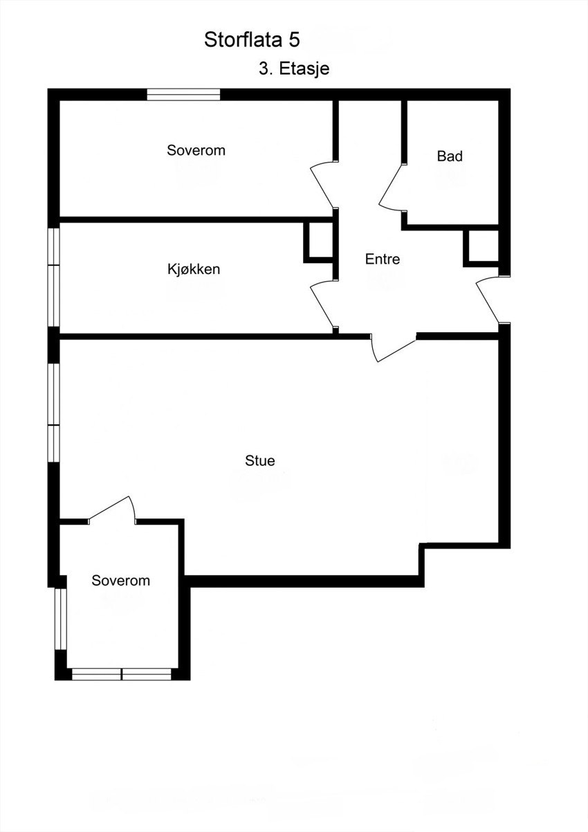 Alternativ planløsning med 2 soverom. Galleribilde