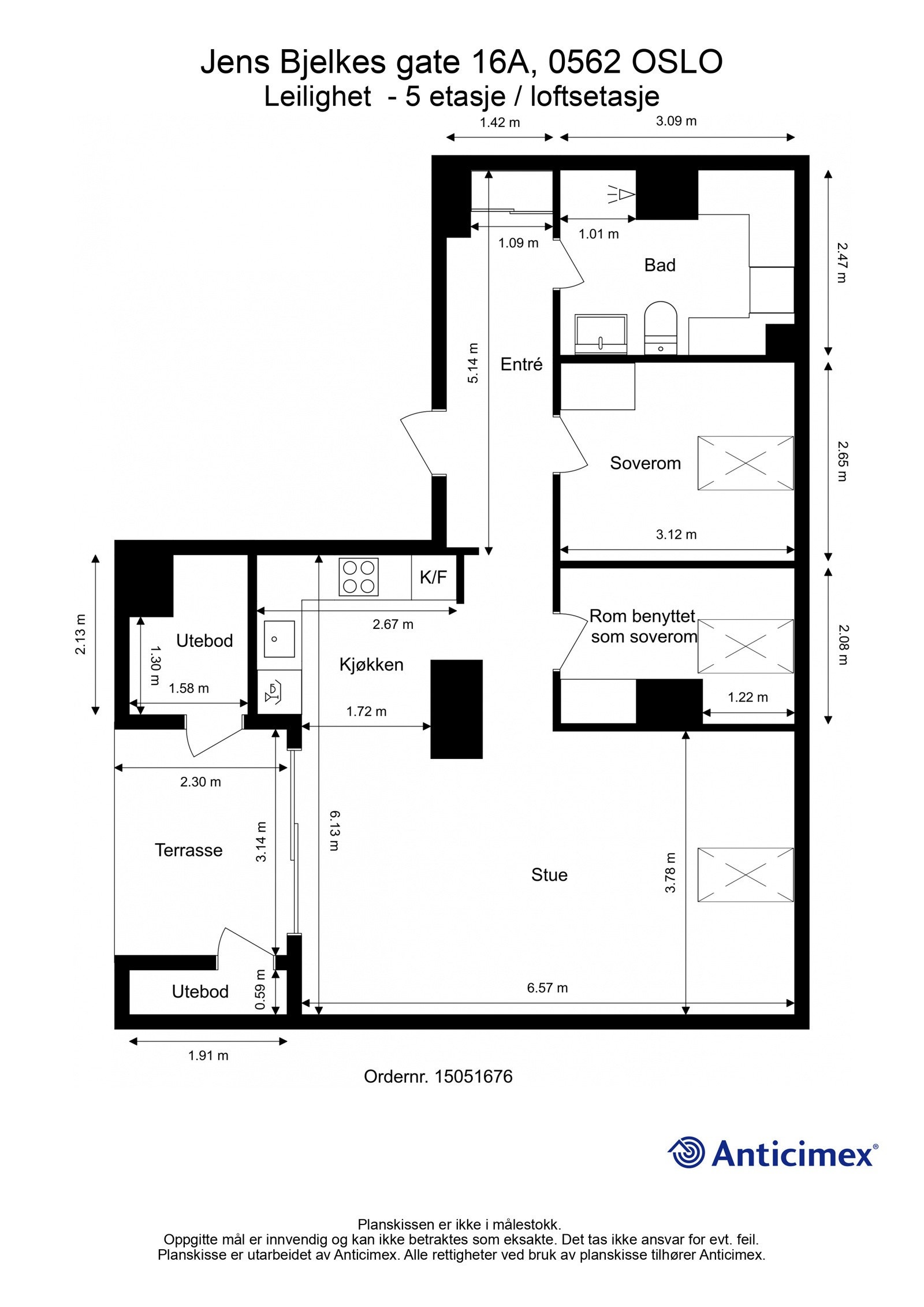 - Målsatt plantegning. - Galleribilde