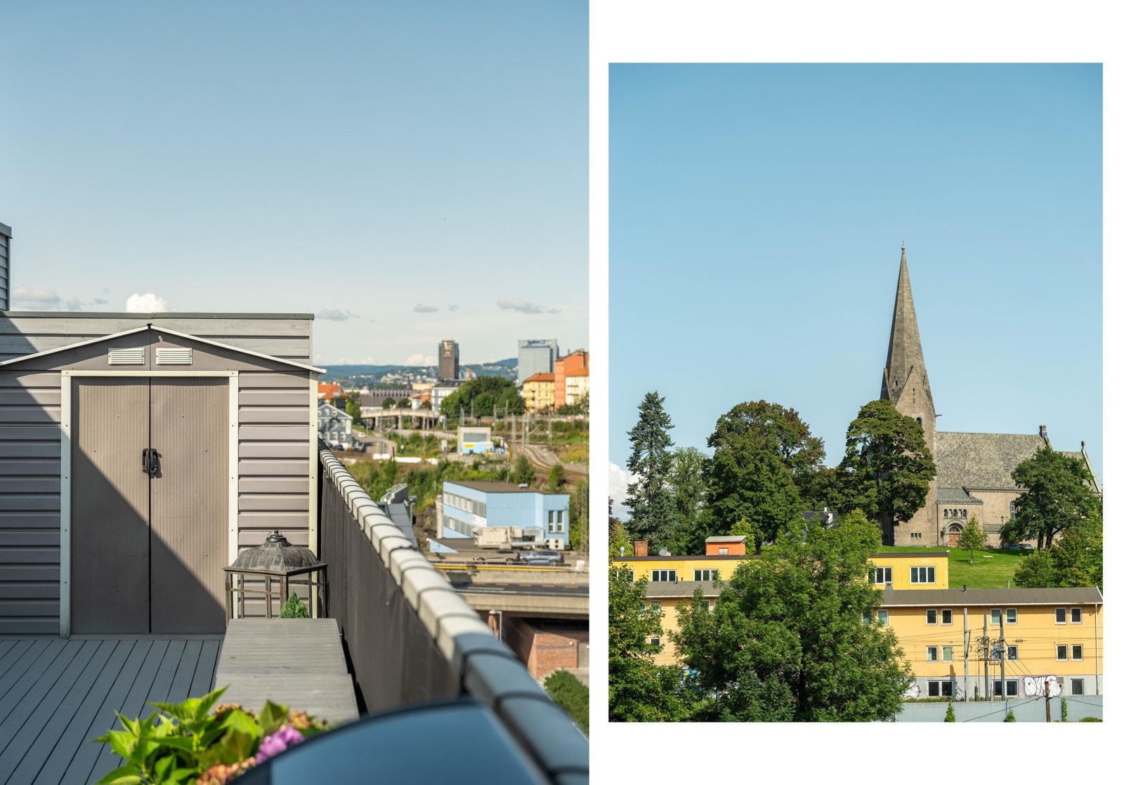 Det er utsyn mot ærverdige Vålerenga Kirke og sentrum, og vi måtte selvsagt vise frem utsikten når det blir grønt og fint ute. Galleribilde
