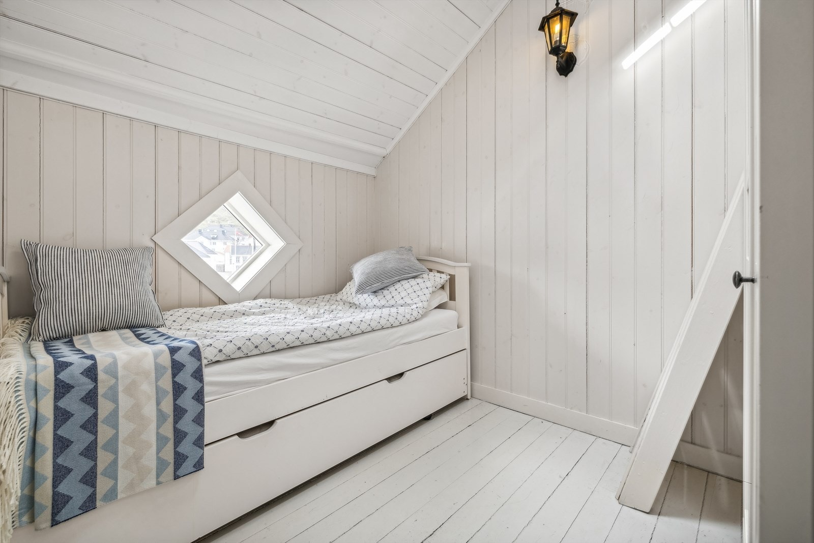 På et av de øverste soverommene er det etablert en hems. Galleribilde