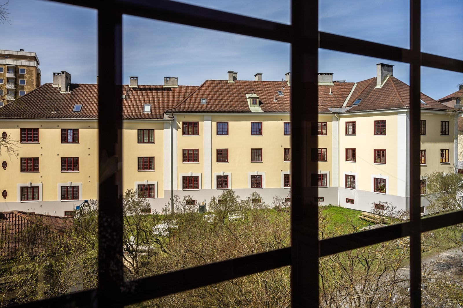 Utsikt over gårdens frodige og idylliske bakgård Galleribilde