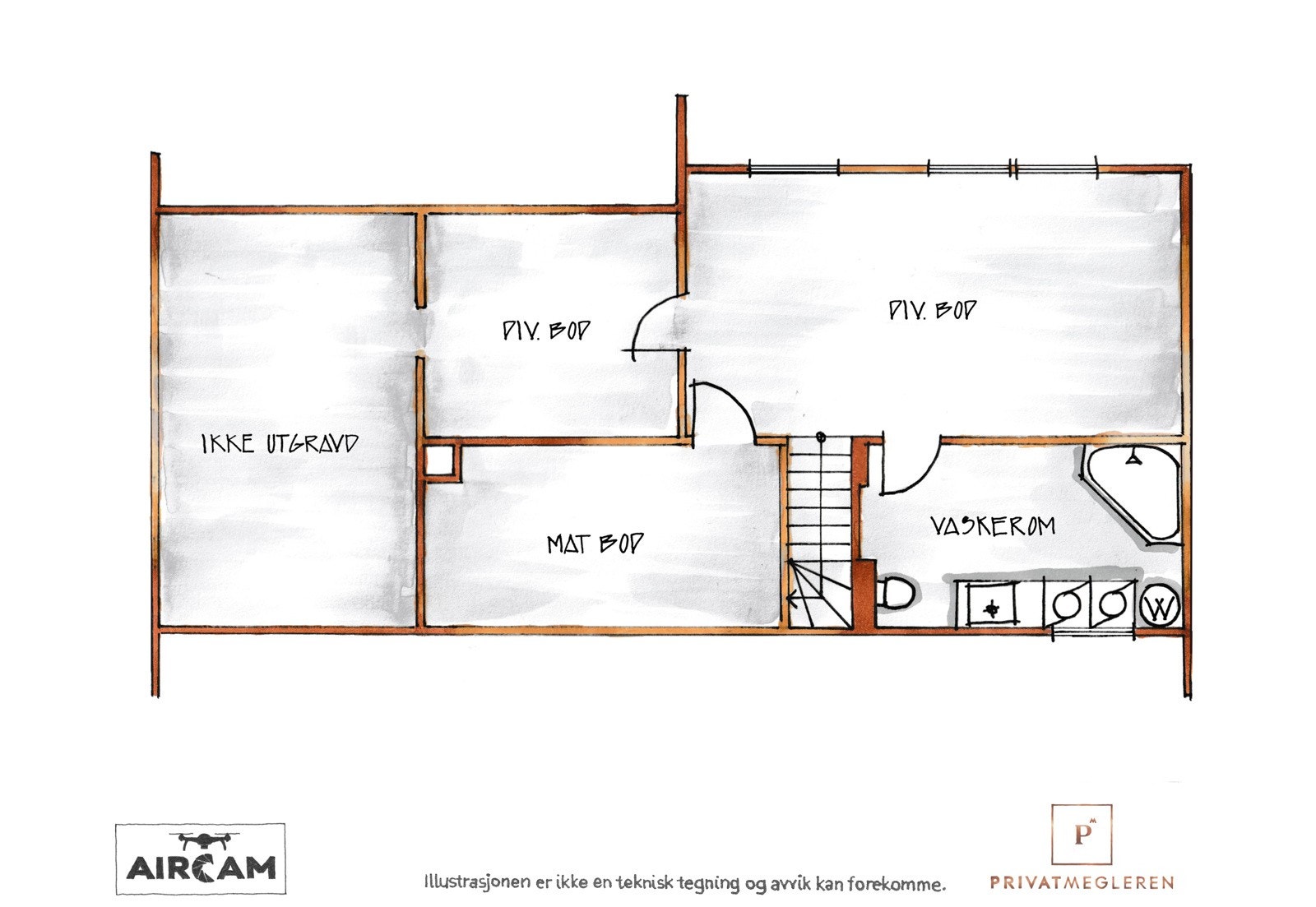 Plantegning illustrasjon kjeller Galleribilde