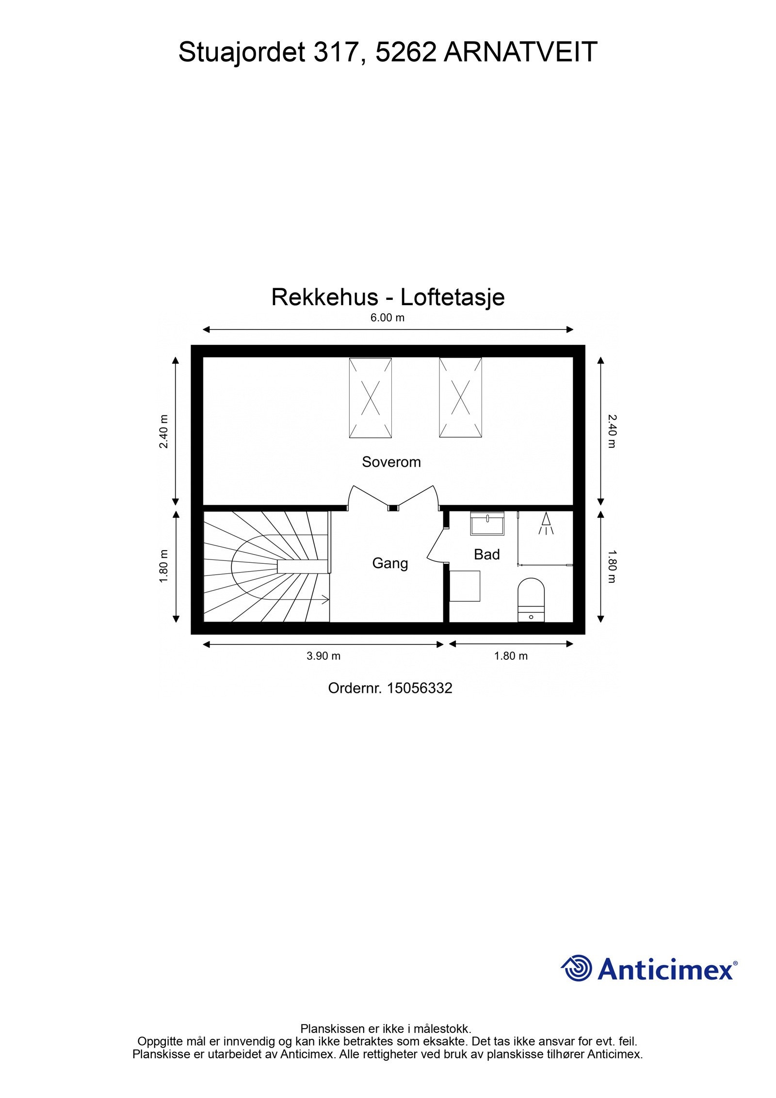 Plantegning loftsetasje (det tas forbehold om feil/avvik). Galleribilde