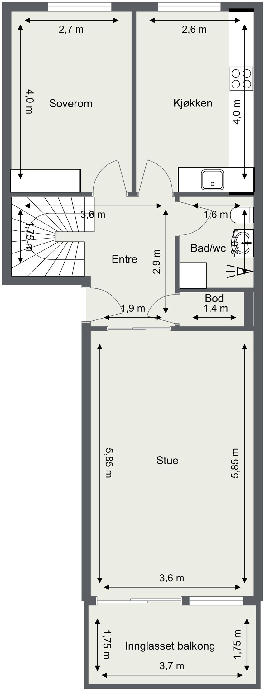 Plantegning 1. etasje. Galleribilde