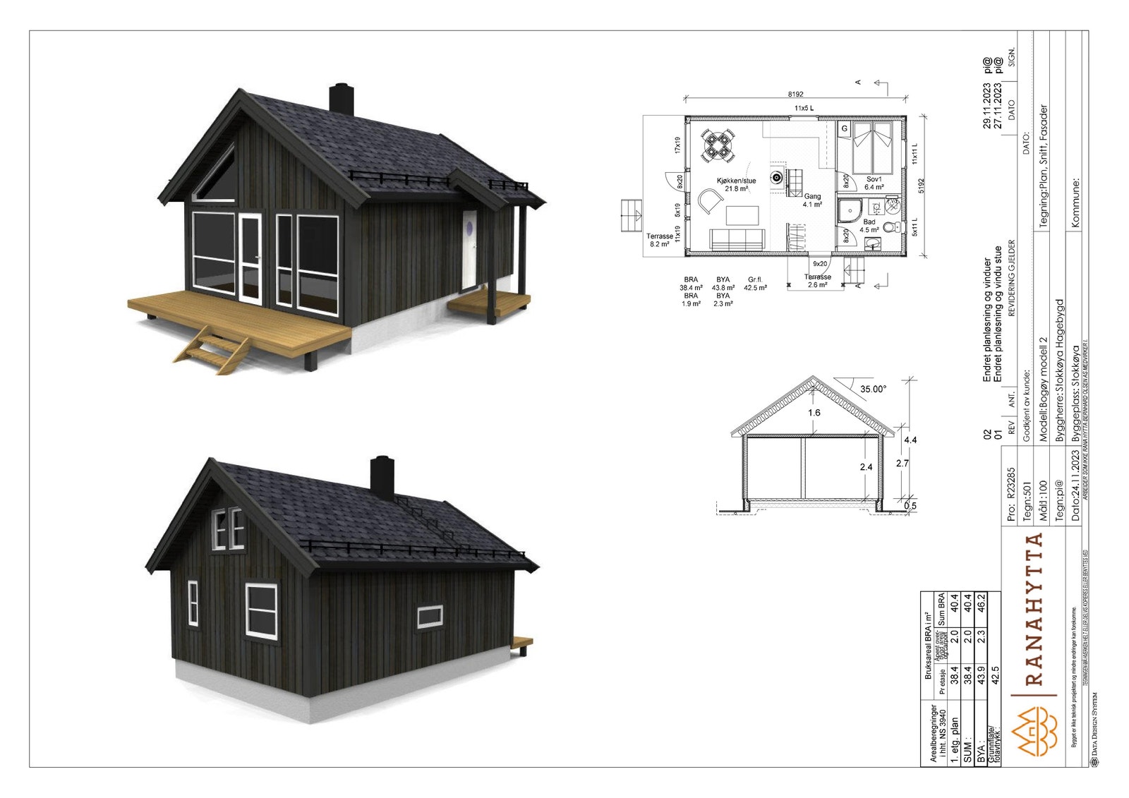 Eksempel planløsning på standard Bogøy med endret planløsning. Galleribilde