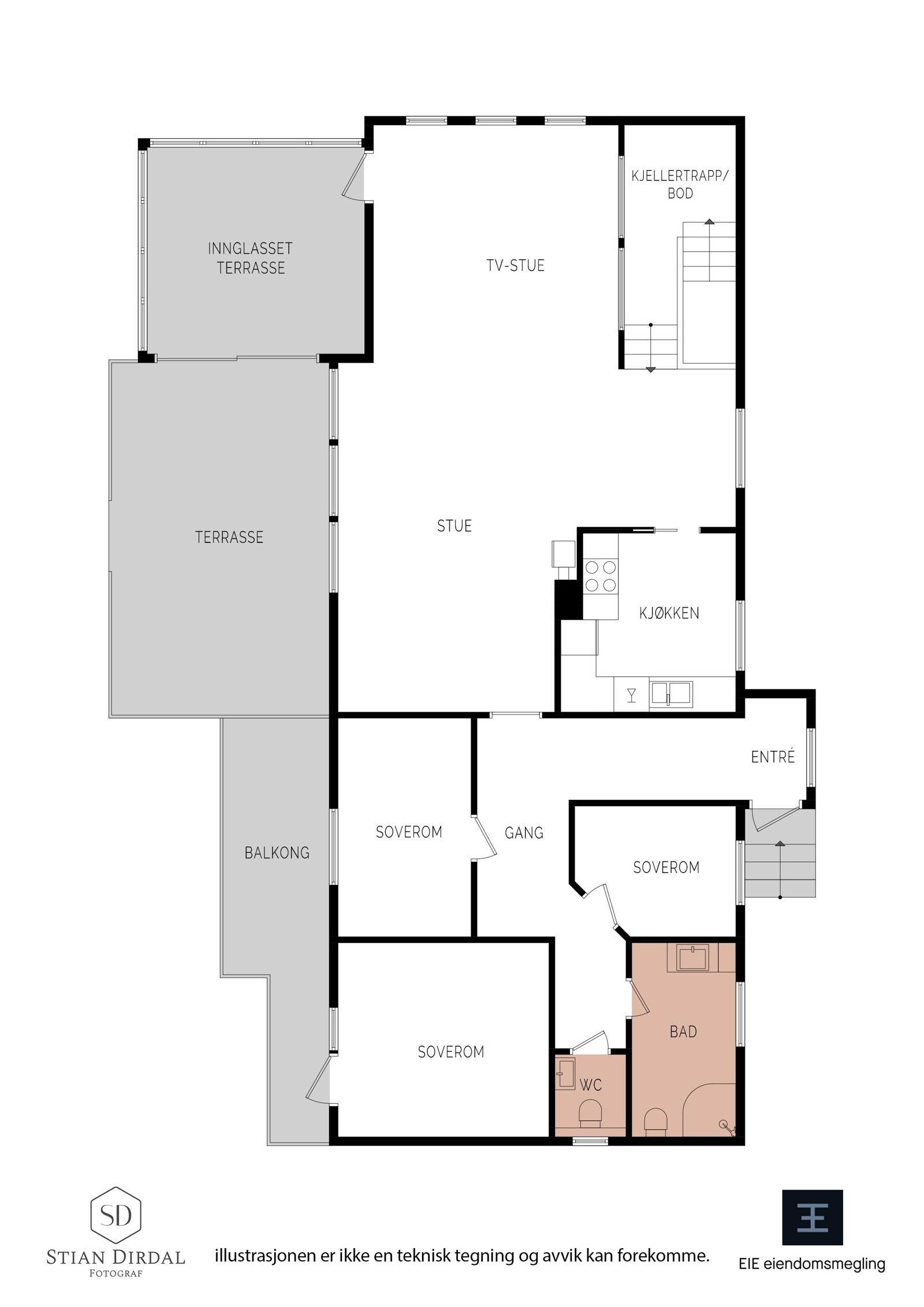Plantegning 1. etasje Galleribilde
