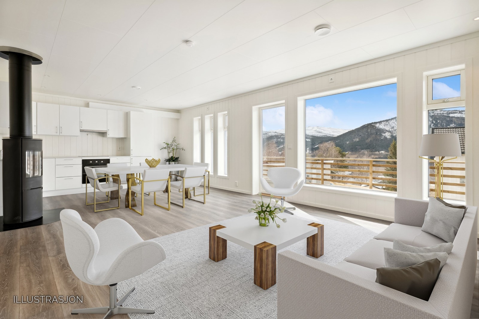 Stue - digitalt møblert Galleribilde