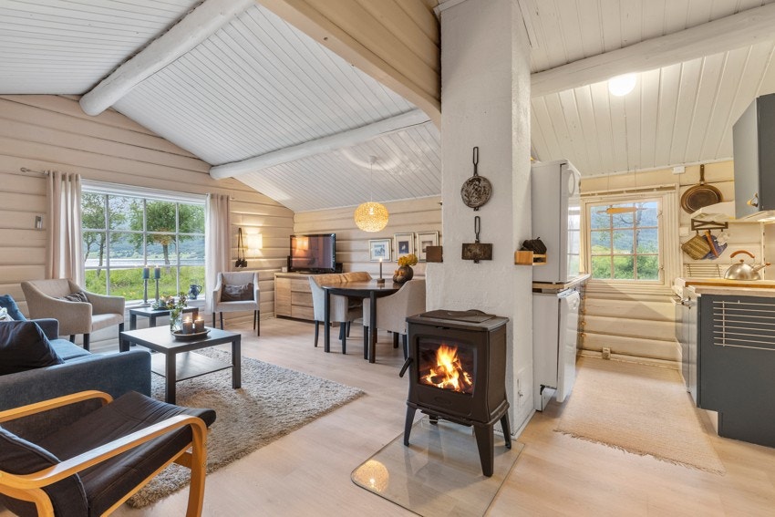 Her kan du fyre i peisen og ha det lunt og varmt selv når været ikke er på sitt beste Galleribilde