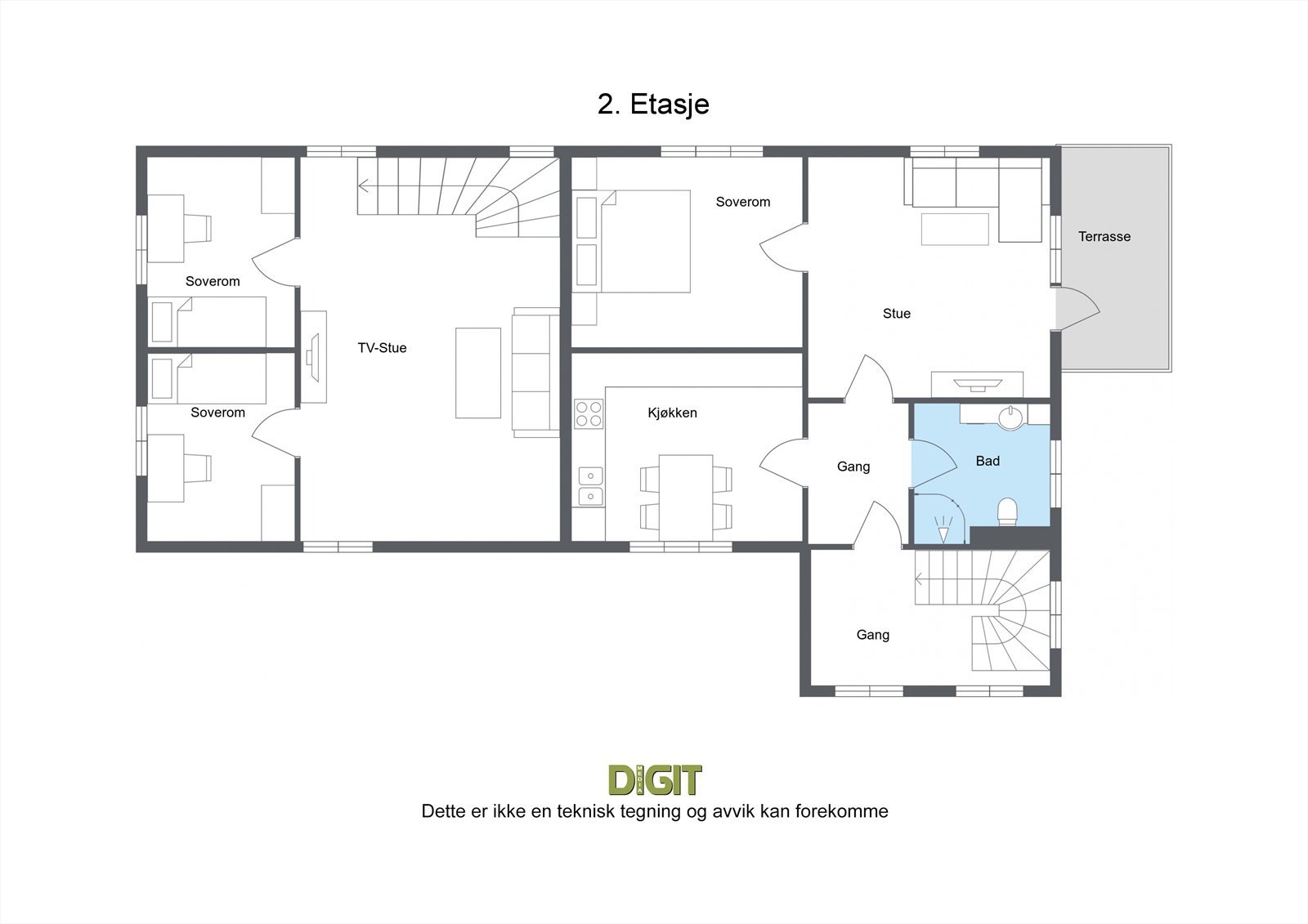 Smalgata 10 - Plantegning 2.etasje. Galleribilde