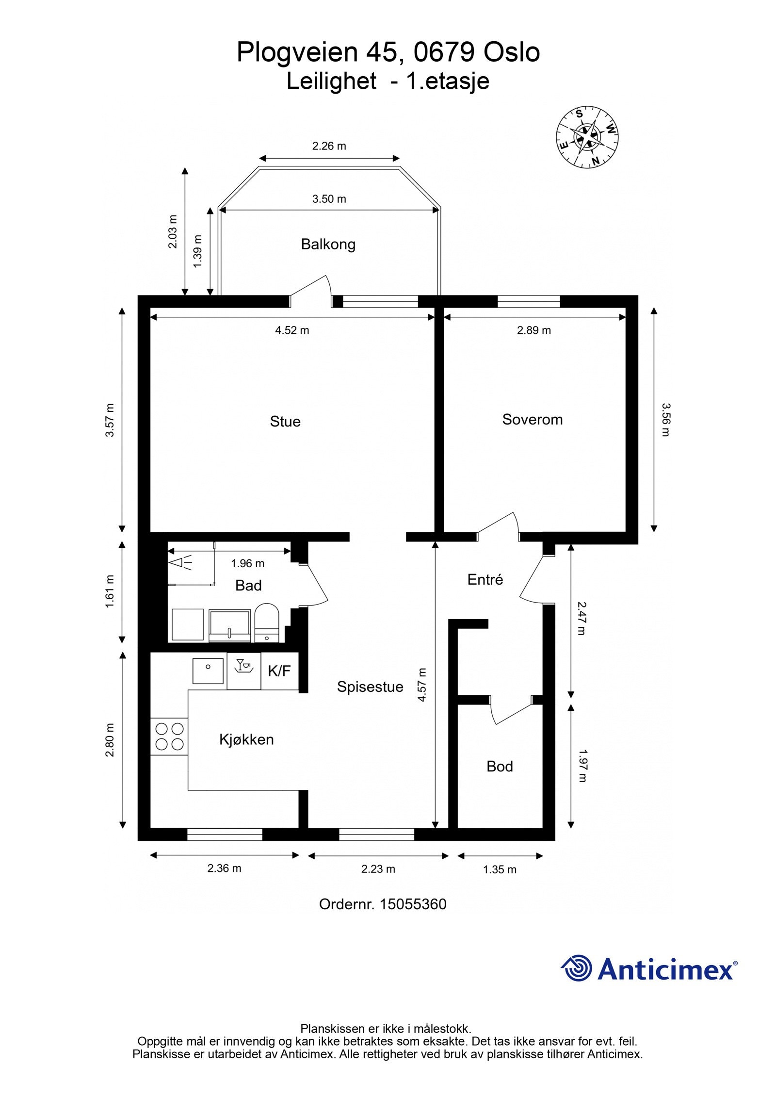 Skisse med mål. Galleribilde
