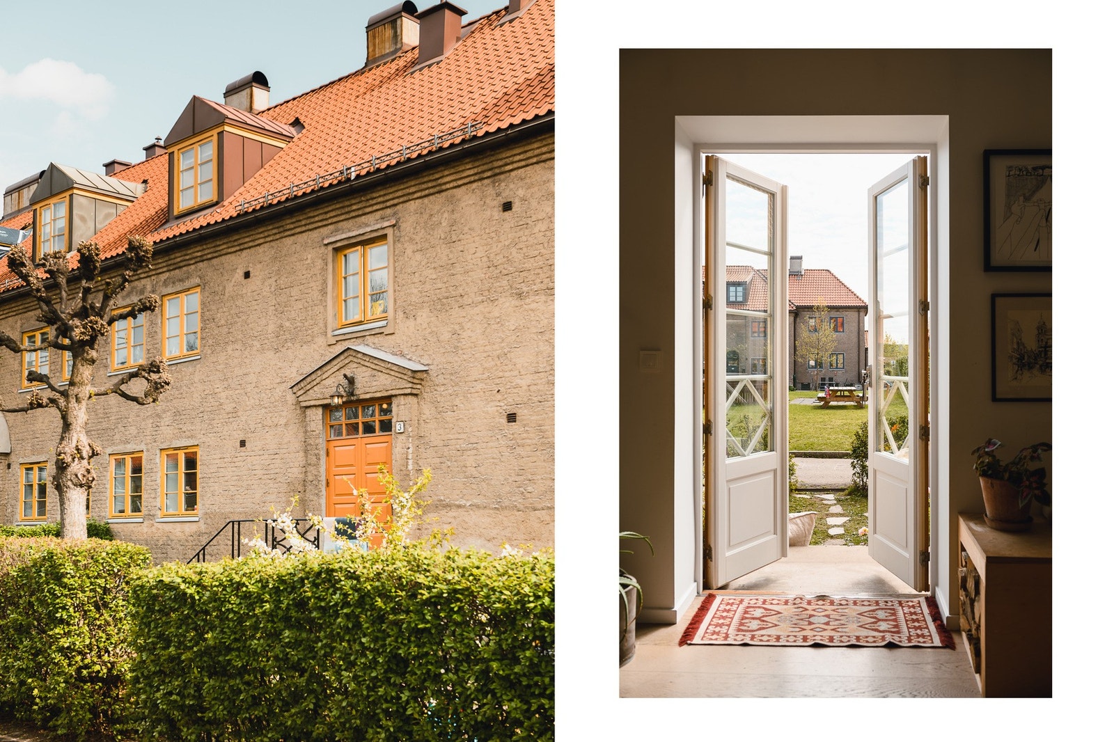 Hovedinngang med egen sykkelparkering. Åpne dobbeltdørene og slipp hagen inn i stuen. Galleribilde