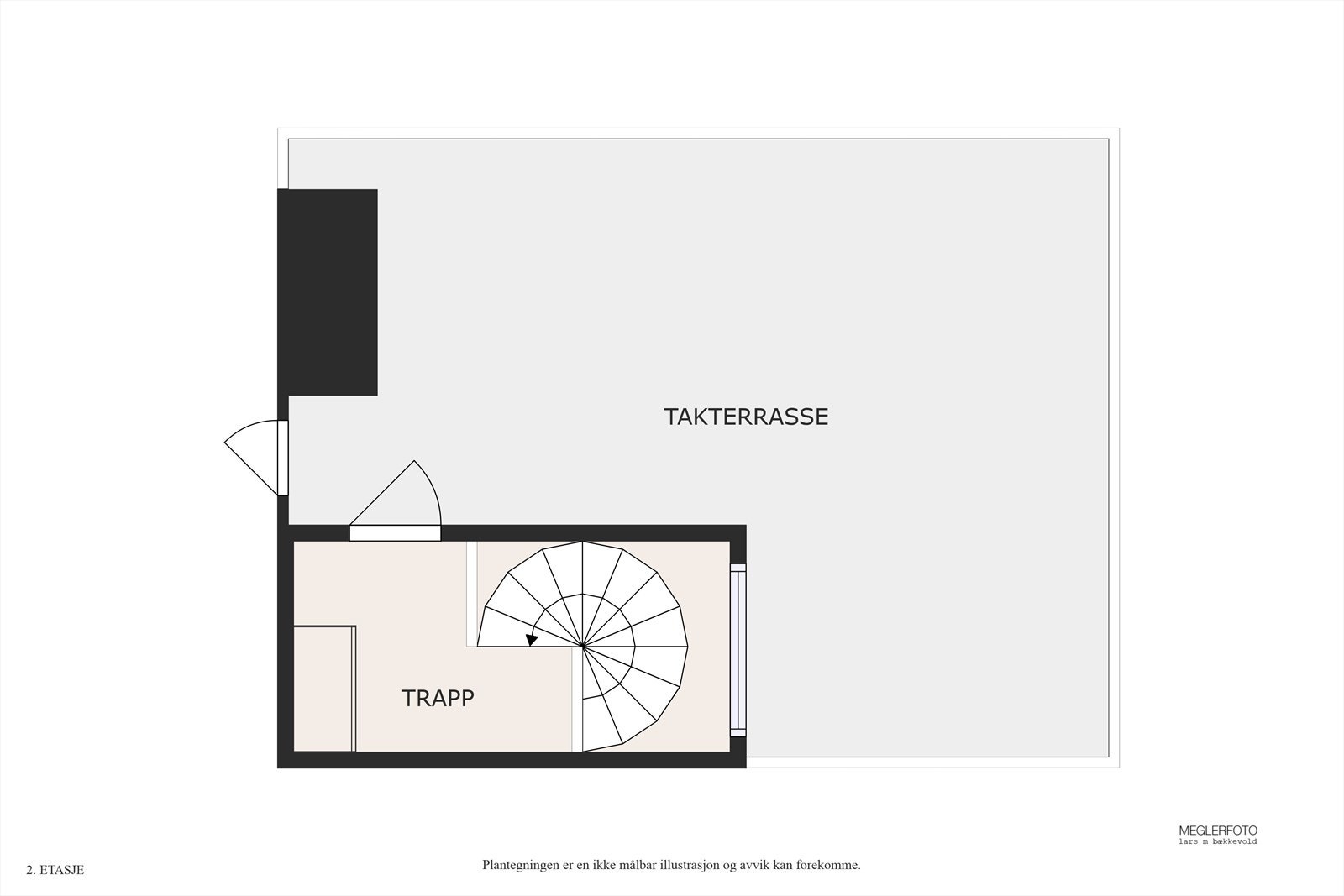 Plantegning av gang og takterrasse Galleribilde