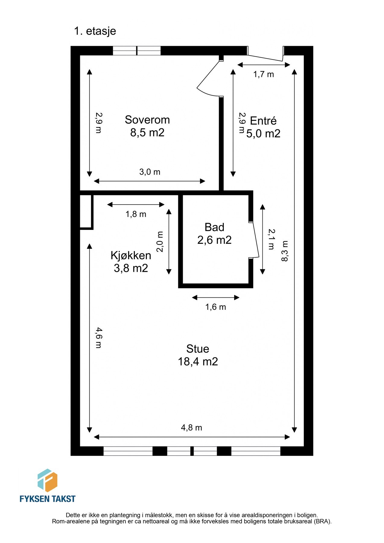Målsatt planskisse. Galleribilde