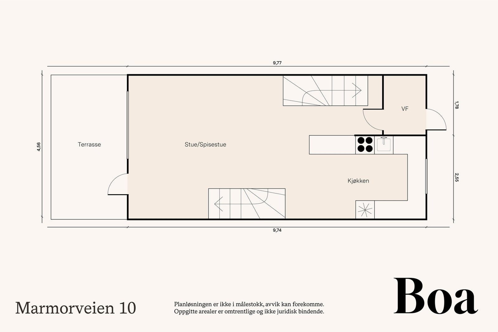 1. etasje: Vindfang og stue/kjøkken. Galleribilde
