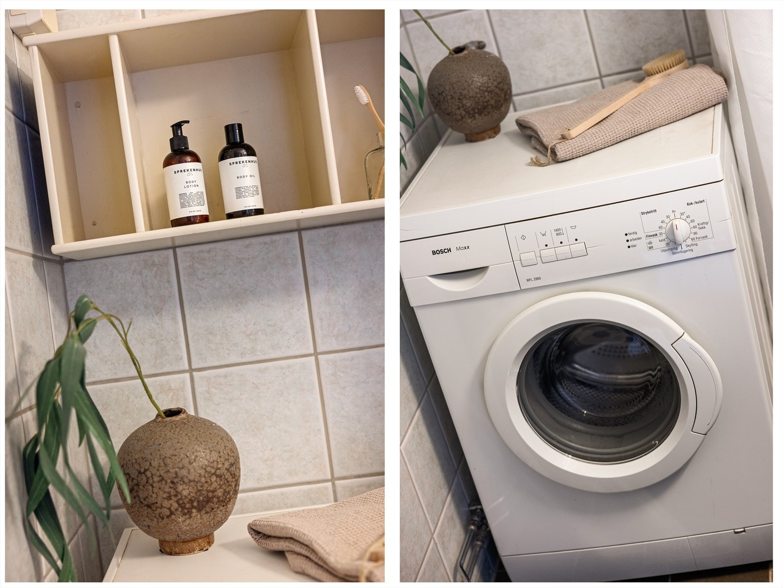 Plass og opplegg til vaskemaskin på bad. Galleribilde