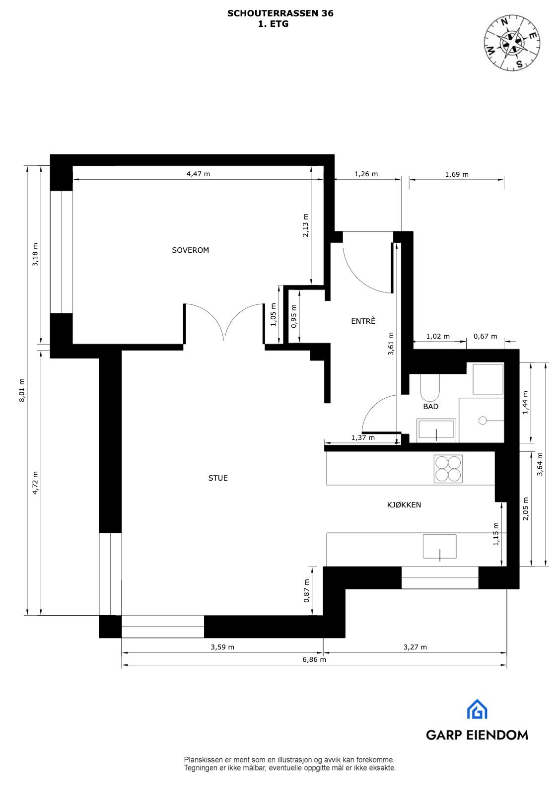 - Leiligheten disponerer en kjellerbod på ca. 3 m² - Galleribilde