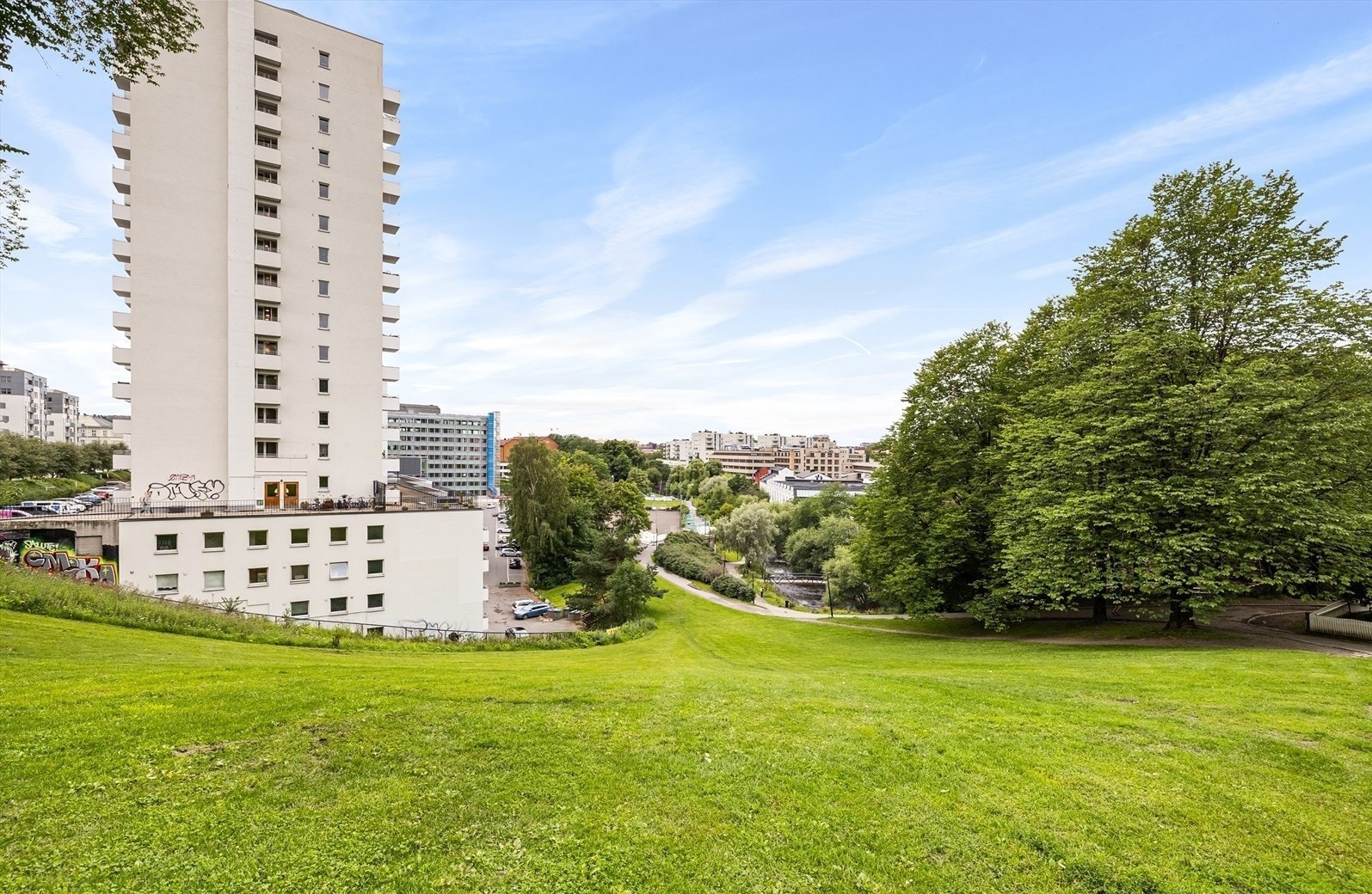 Rett på utsiden finner du Beierbakken og Akerselva! Galleribilde