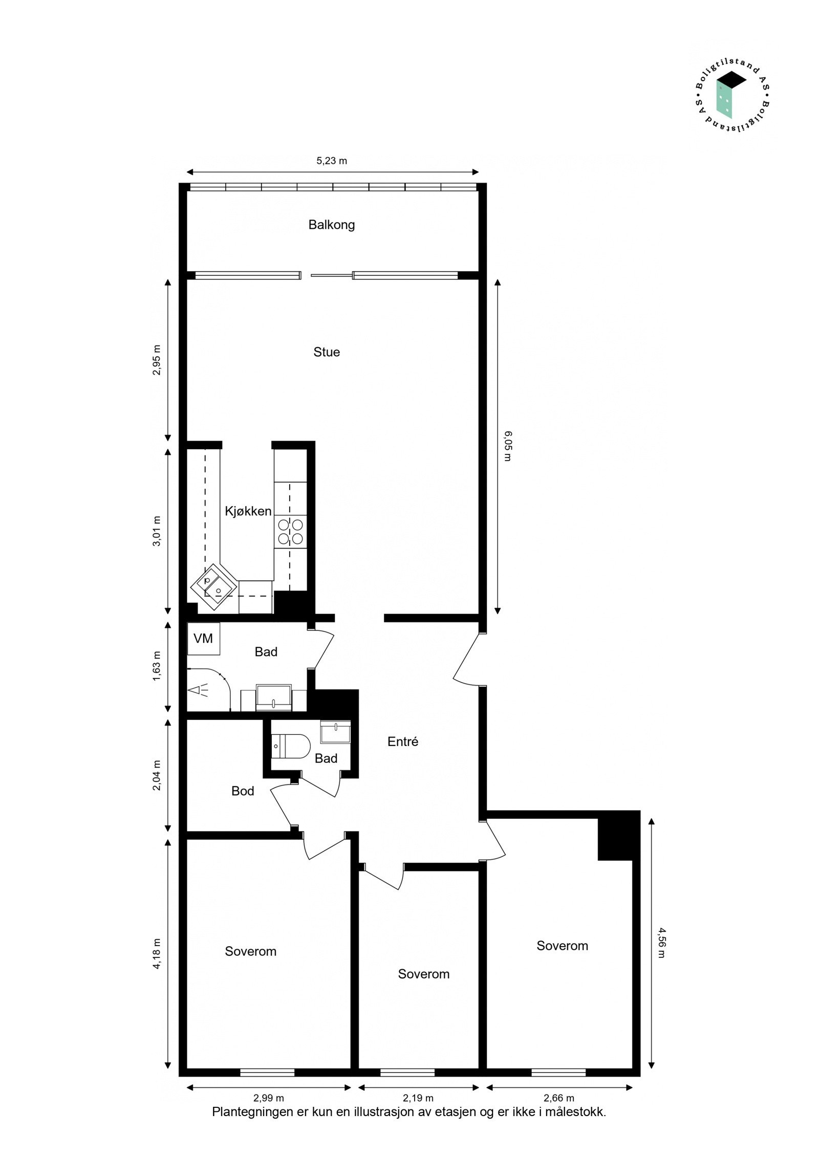 Målsatt plantegning Galleribilde