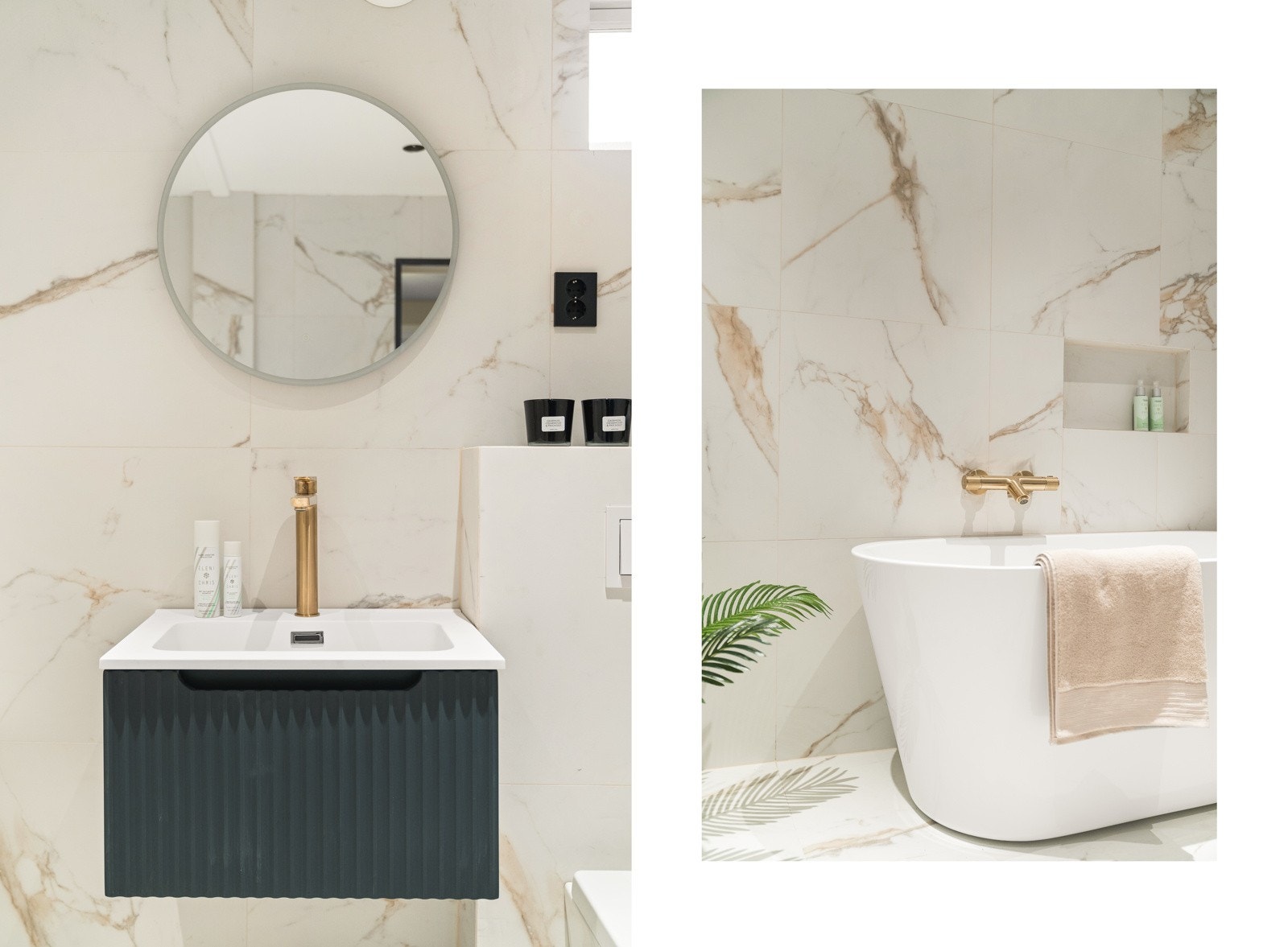 Badet er innredet med flott badekar, servant og toalett. Luksuriøse detaljer! Galleribilde