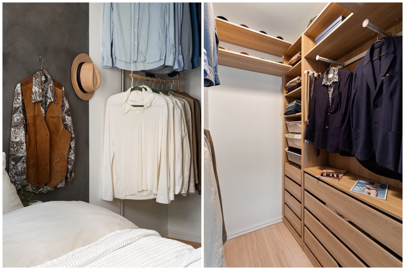 Praktisk walk-in garderobe med gode lagringsmuligheter Galleribilde