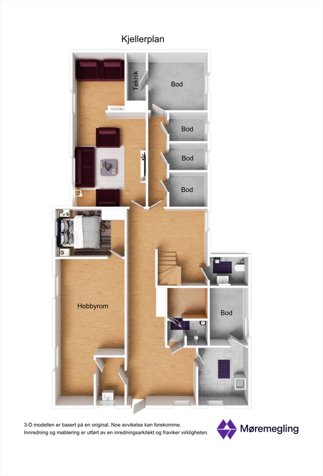 Plantegning kjeller - 3D Galleribilde