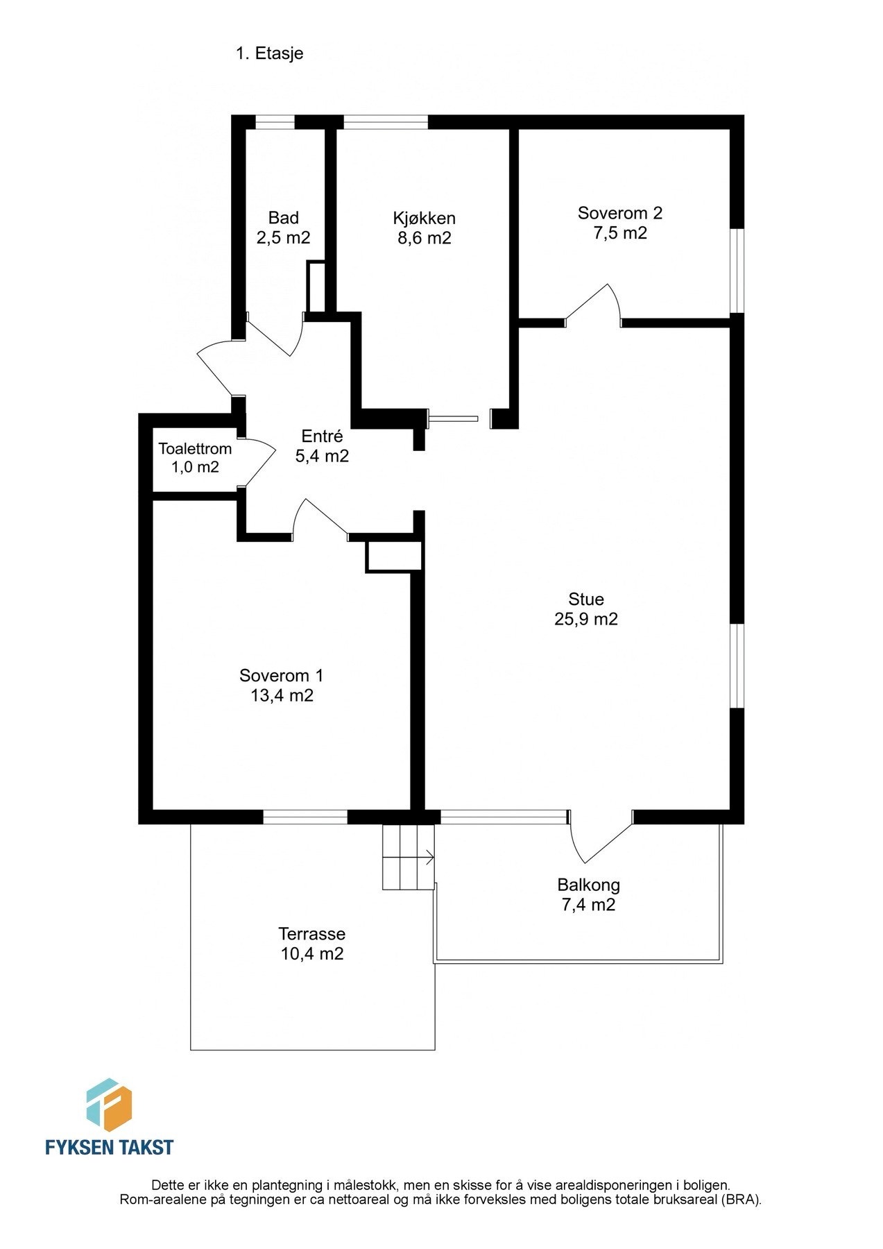 Planskisse med areal - 1. etasje Galleribilde