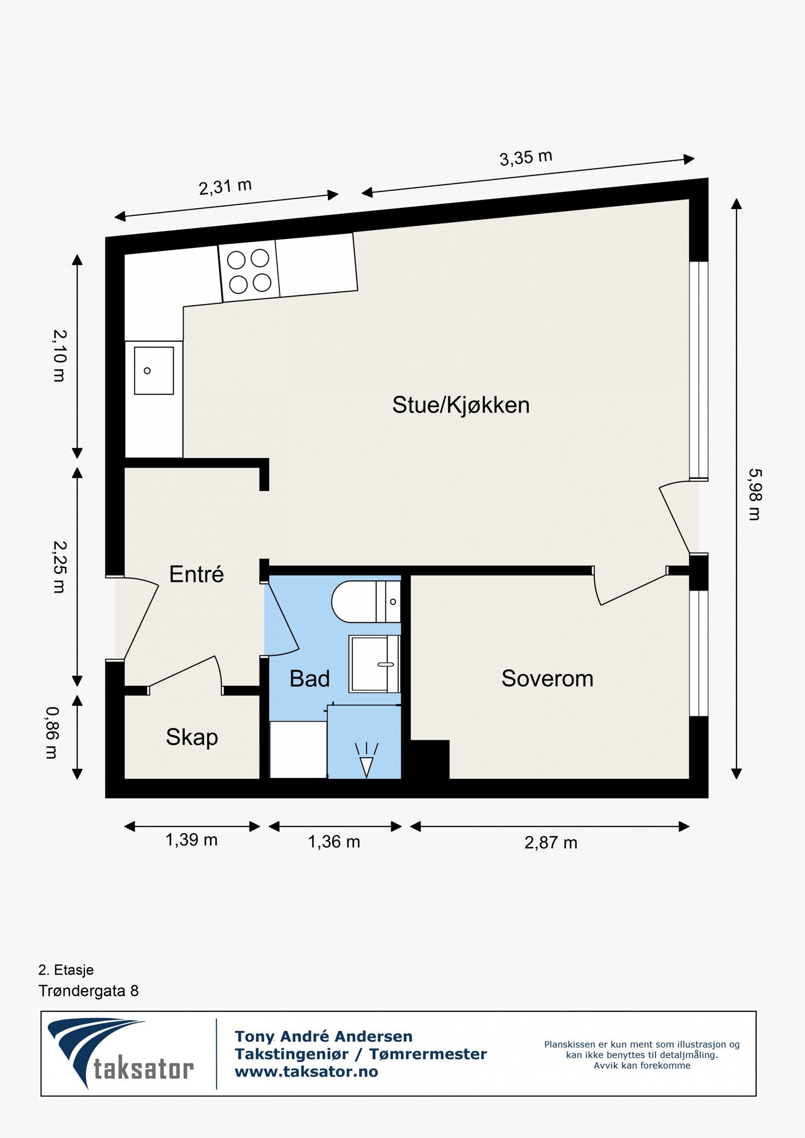 Alternativ tegning for de som ønsker et eget soverom. Med denne løsningen er det behov for avløpspumpe. Interessenter bes ta kontakt med fagfolk for nærmere spesifikasjoner. Galleribilde