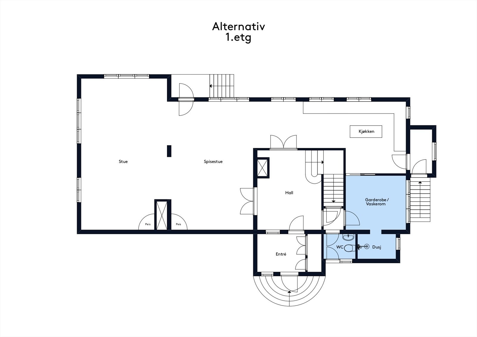 Alternativ planløsning 1. etasje. Galleribilde