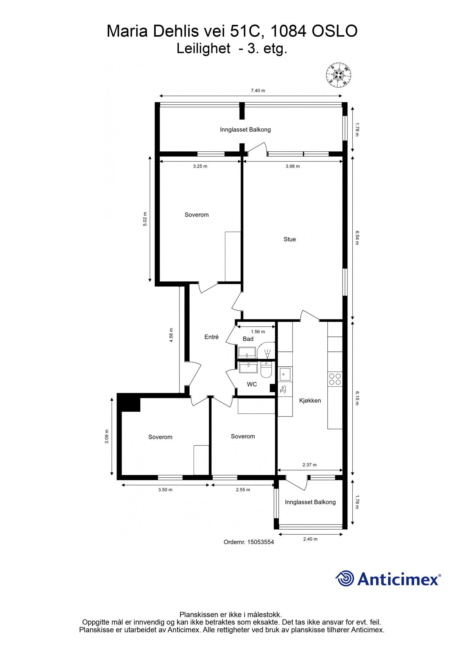Målsatt plantegning Galleribilde
