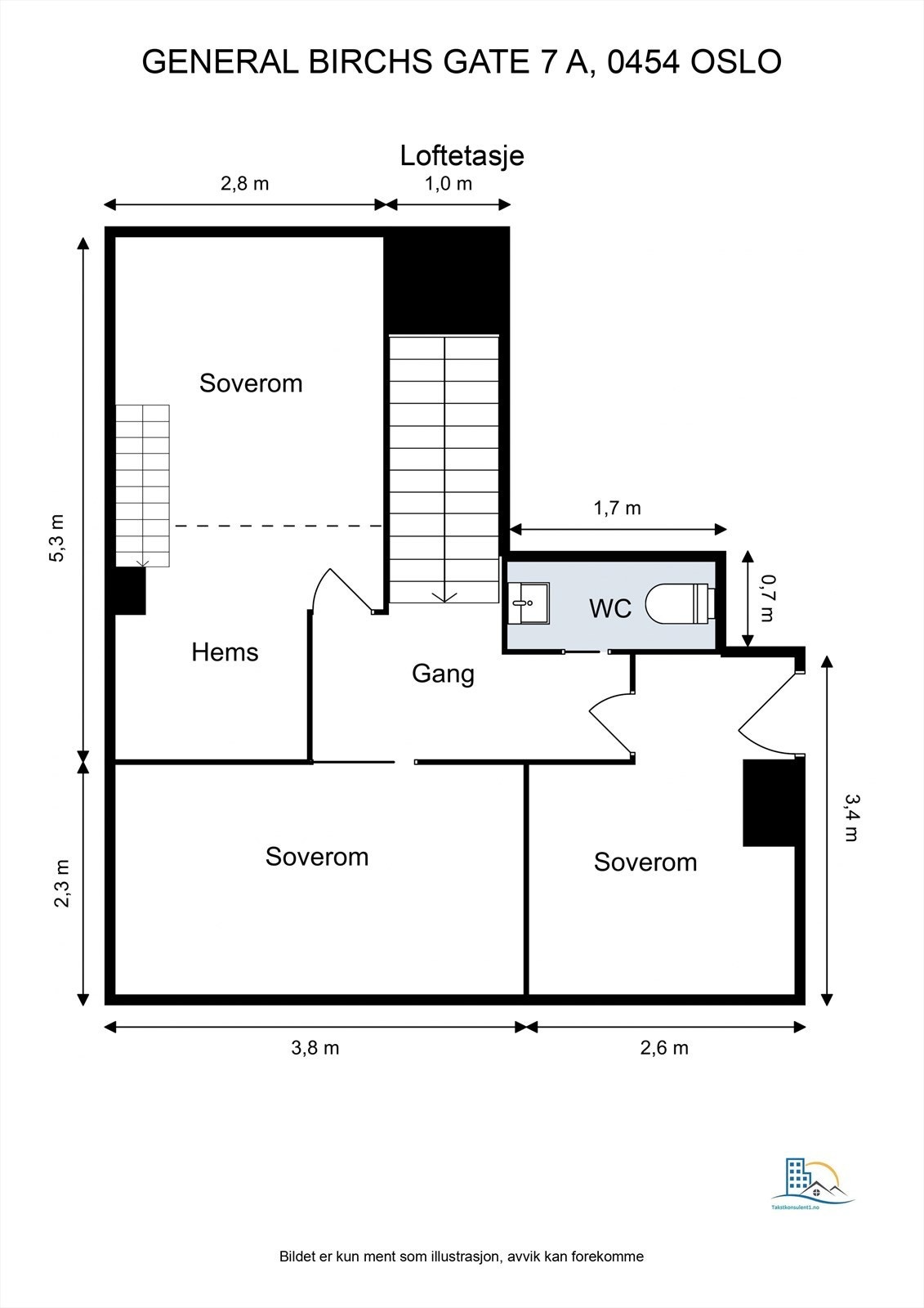 Plantegning loftsetasje. Galleribilde