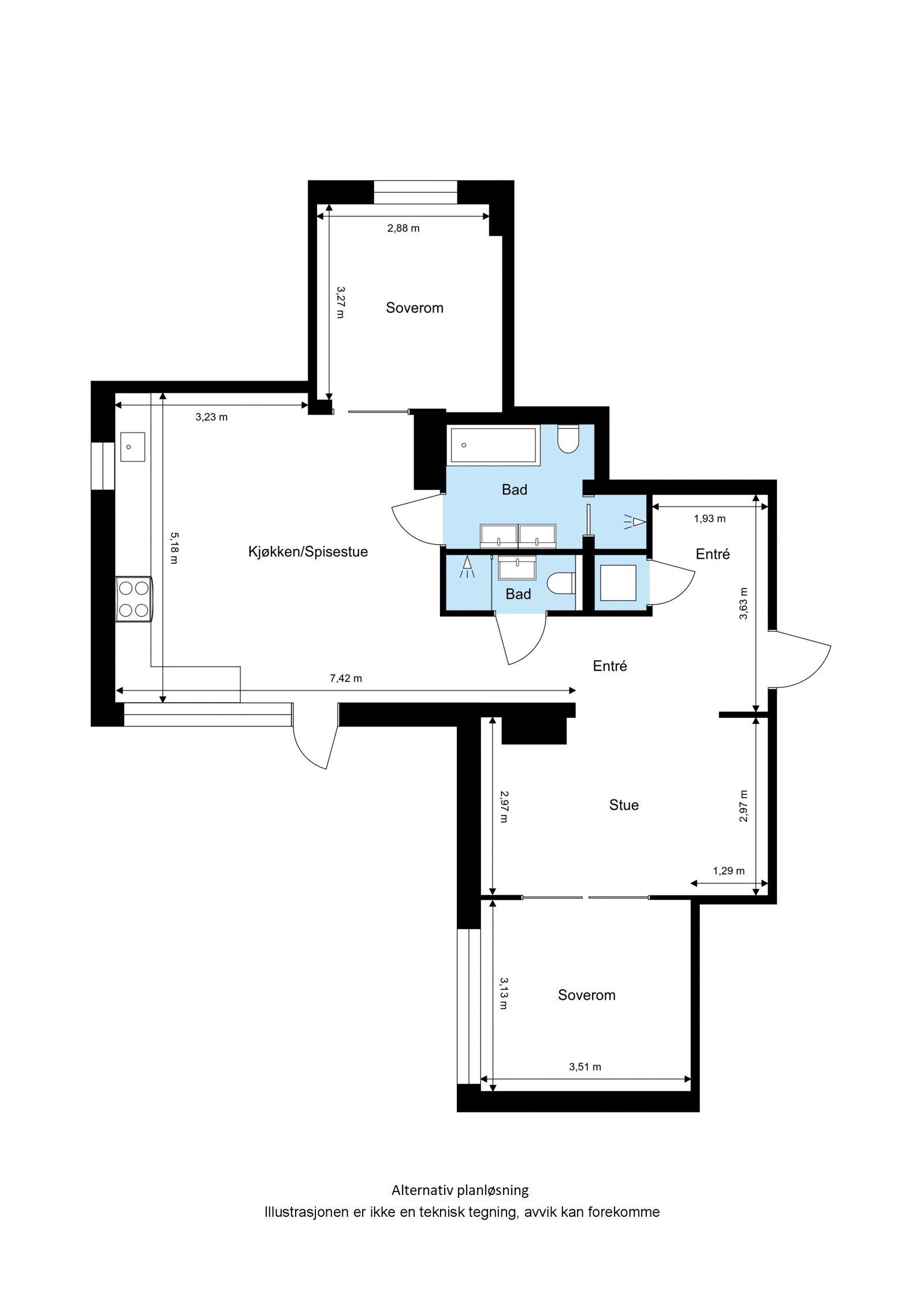 Alternativ plantegning Galleribilde