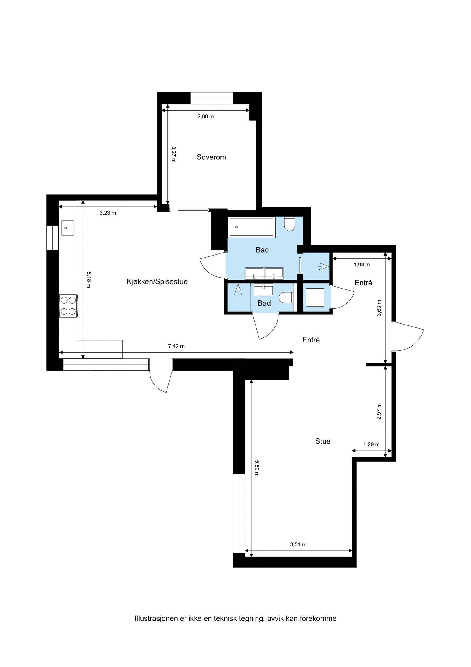 Plantegning - Boligen disponerer også en nærliggende nybygd bod på ca. 7 kvm Galleribilde