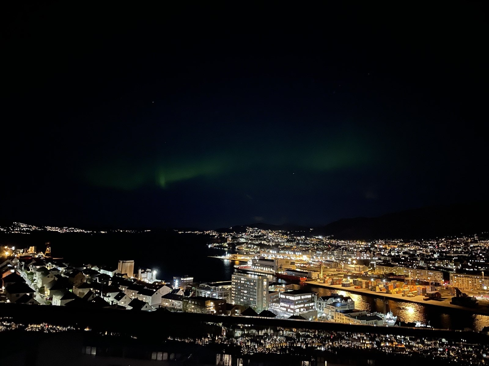 Utsikt natt Nordlys Galleribilde