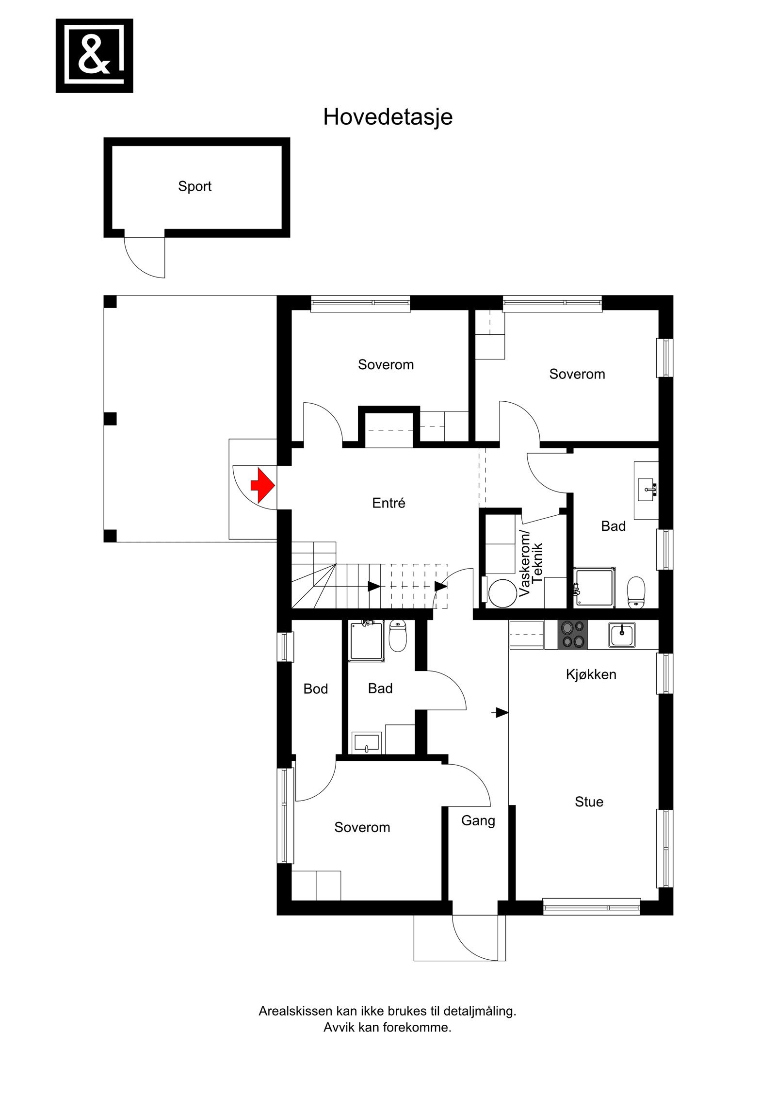 Plantegning 1. etasje Galleribilde