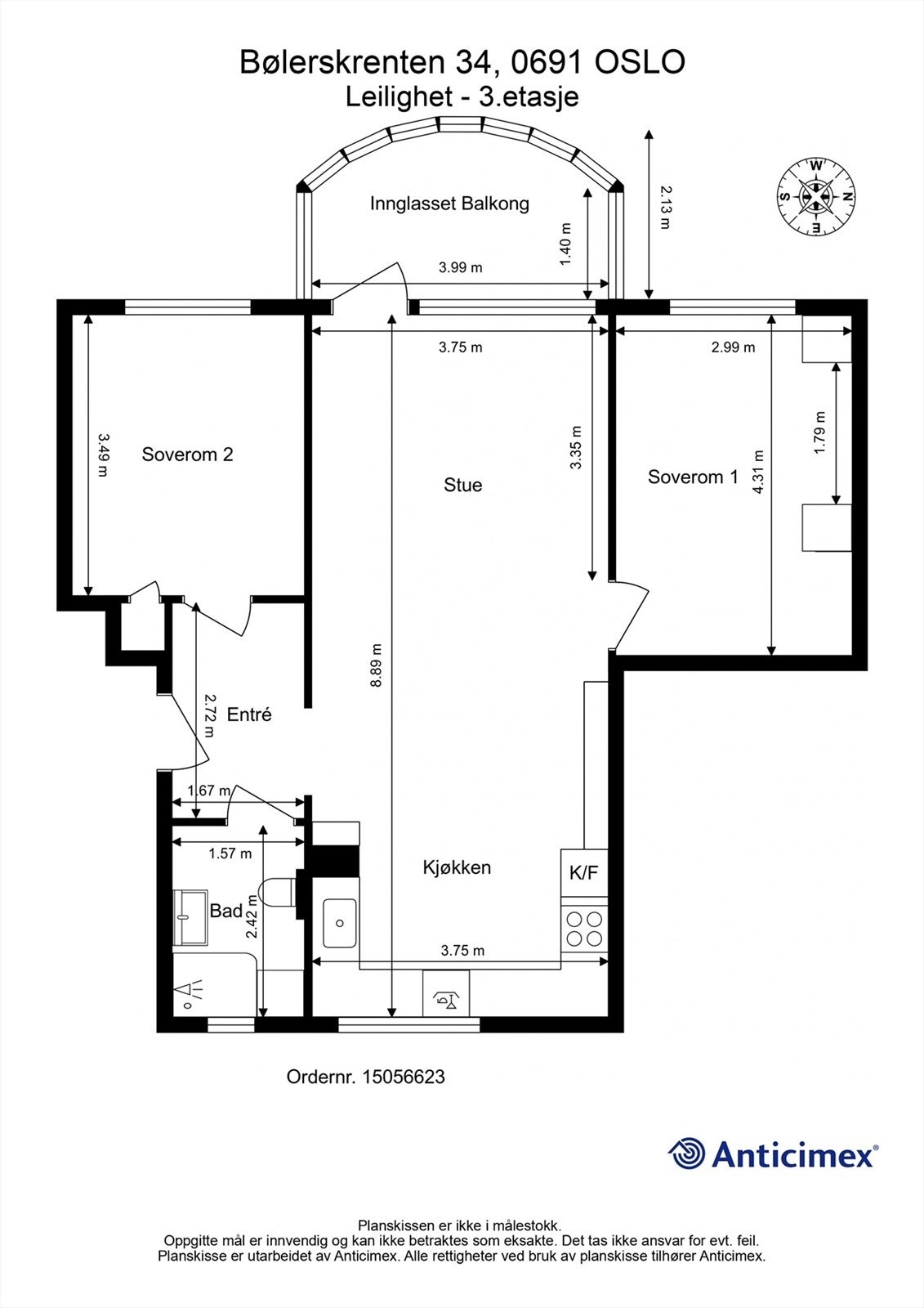 Plantegning, 3.etasje. Galleribilde