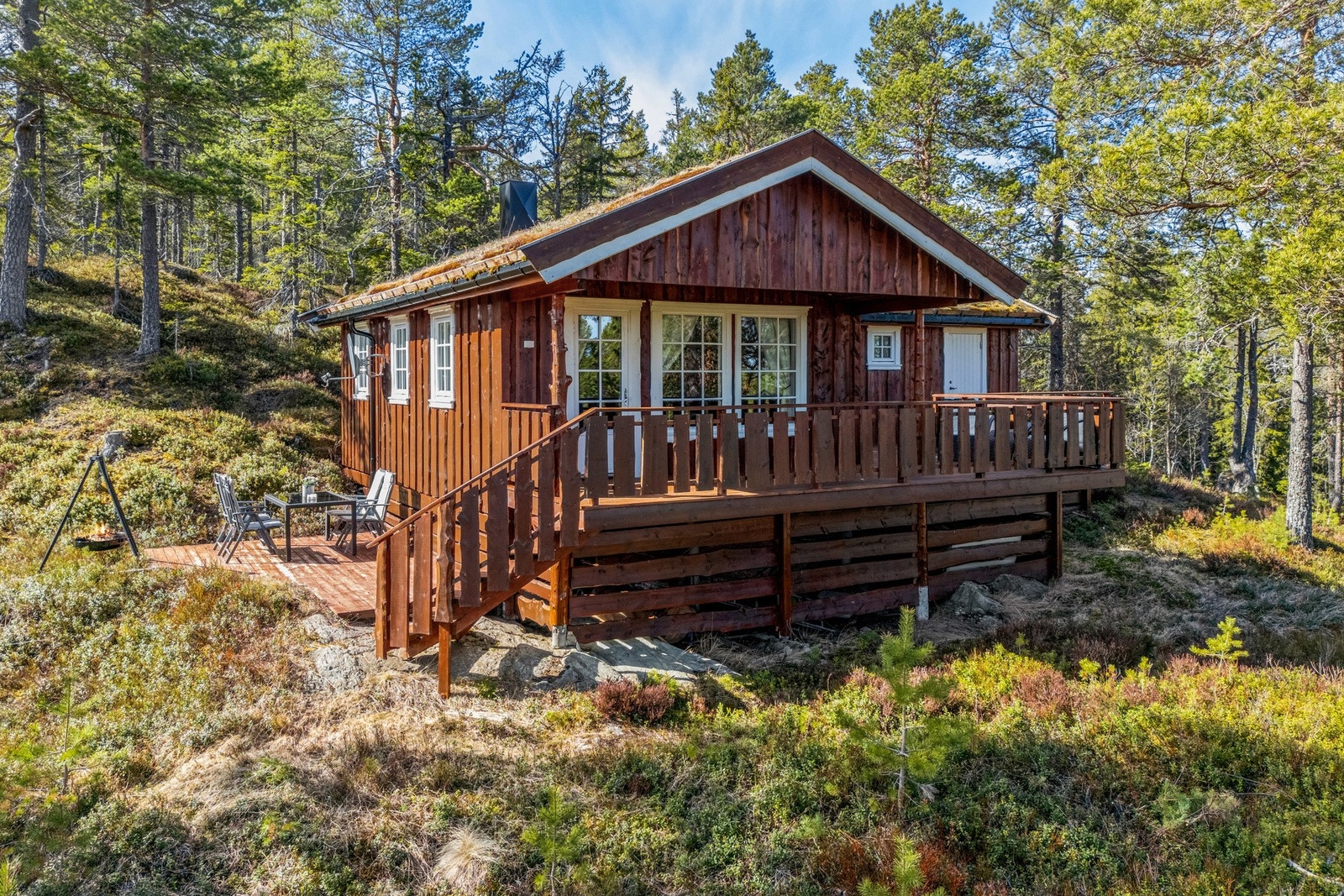 Flott hytte fra 2009 beliggende fint til ved Haugatjønna i Åsen. Hytta fremstår som godt vedlikeholdt. Galleribilde