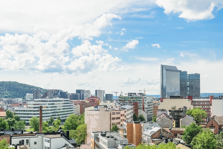 Utsikt fra felles takterrasse. Galleribilde
