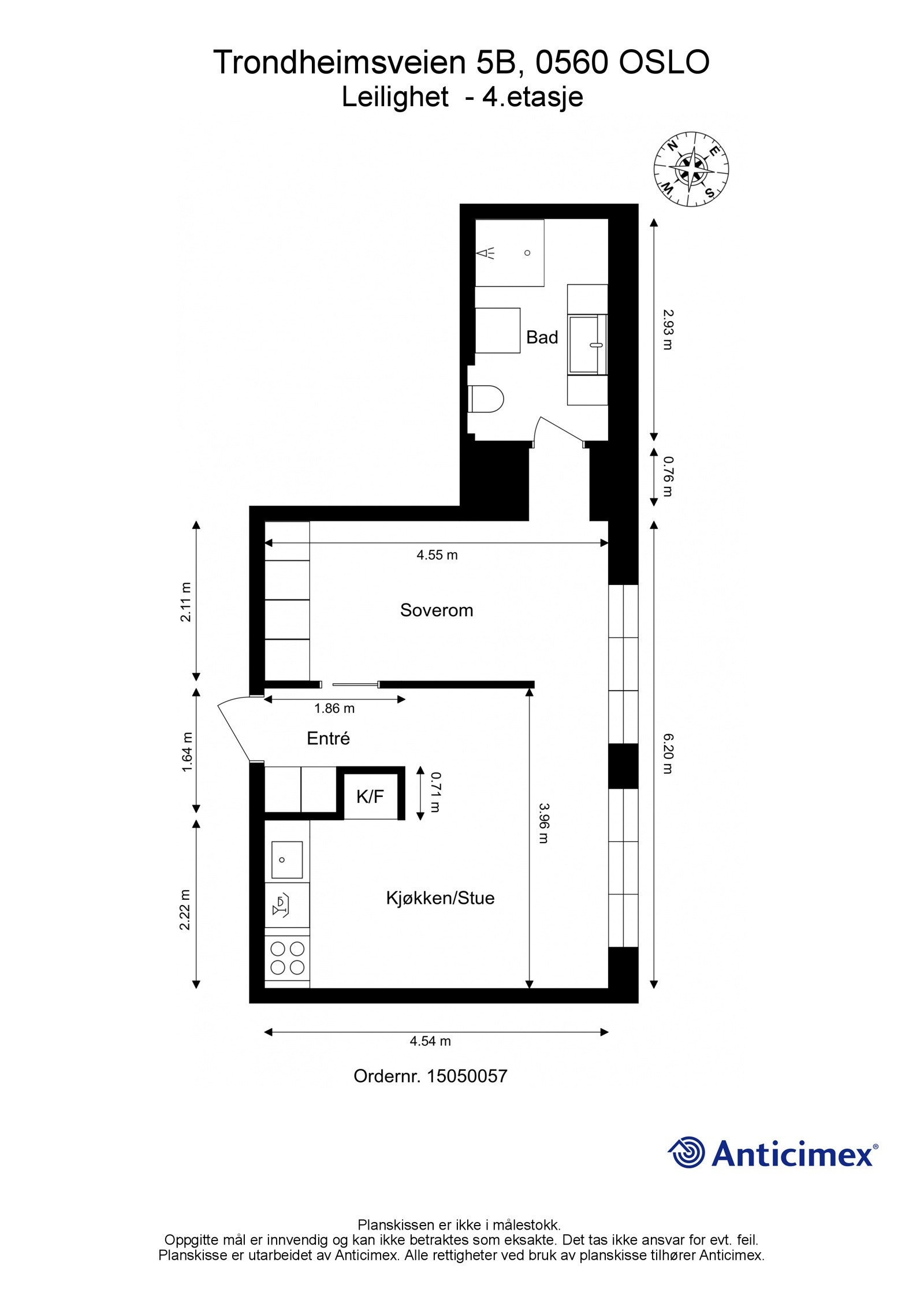Plantegning med mål. Galleribilde