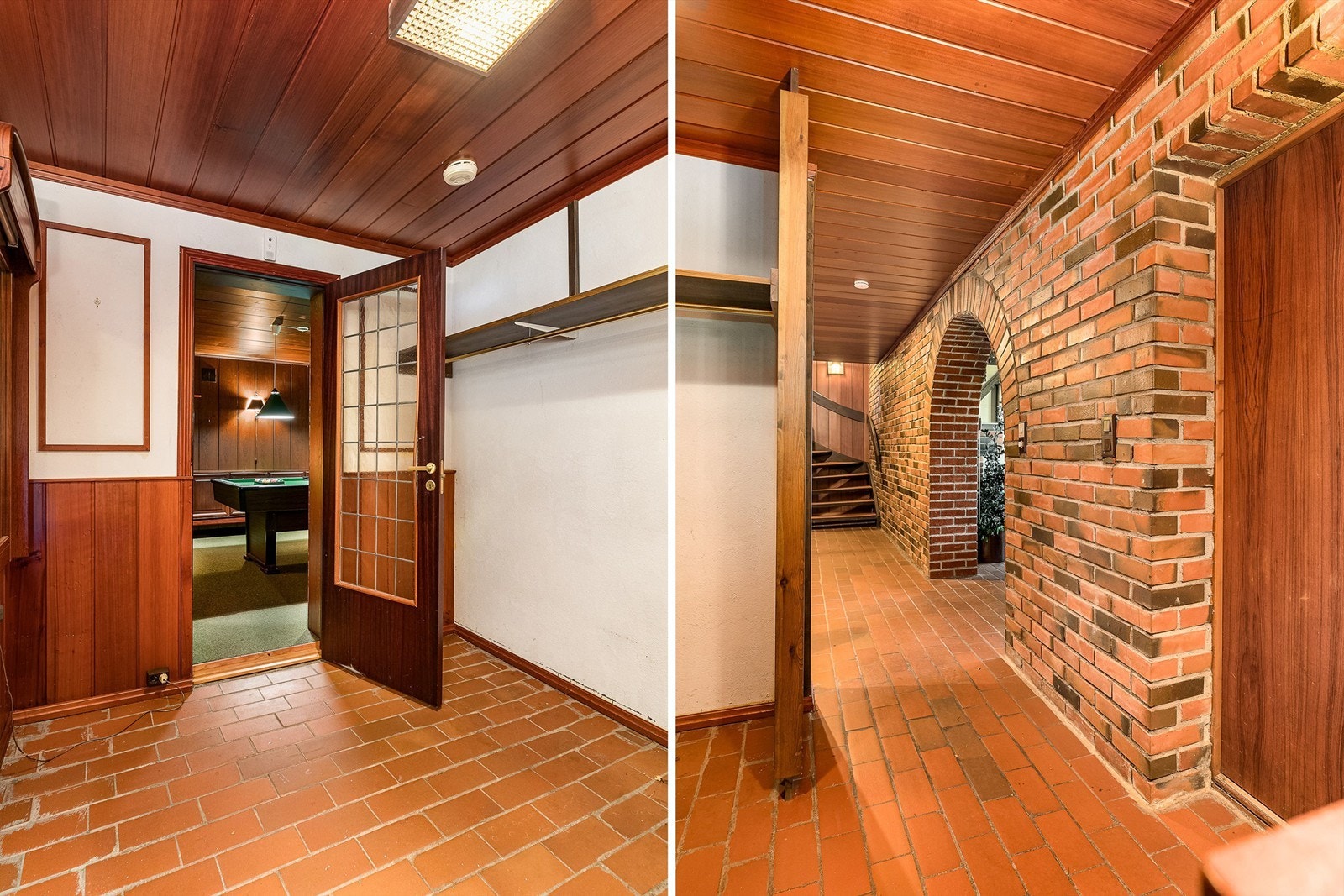 Hovedentreen inngår i underetasjen. Ytterdør til høyre - hall rett frem. Galleribilde