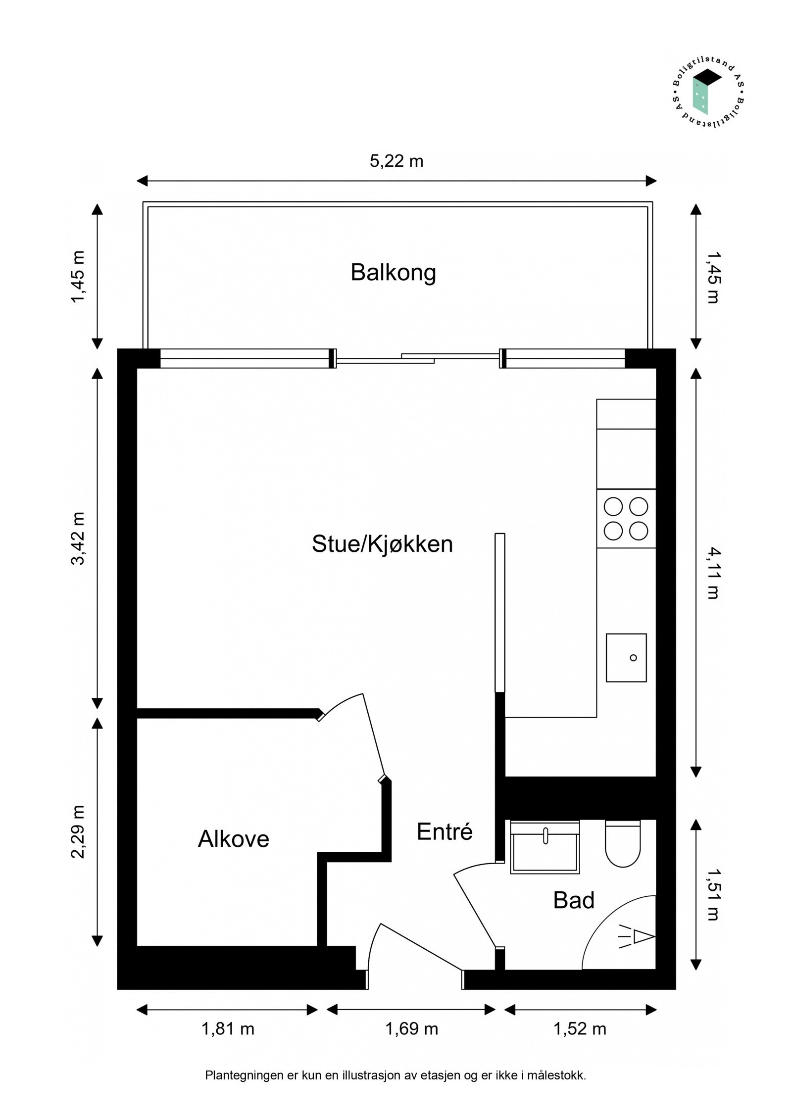Leiligheten byr på en praktisk planløsning for maksimal utnyttelse. Galleribilde