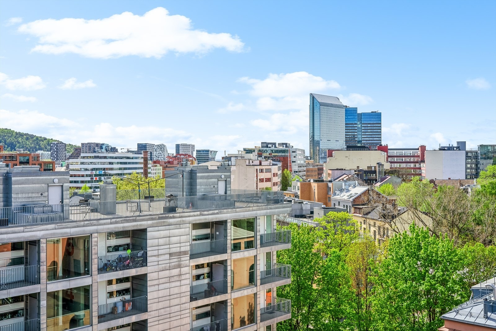 Idyllisk utsikt over taktopper og Oslo by. Galleribilde