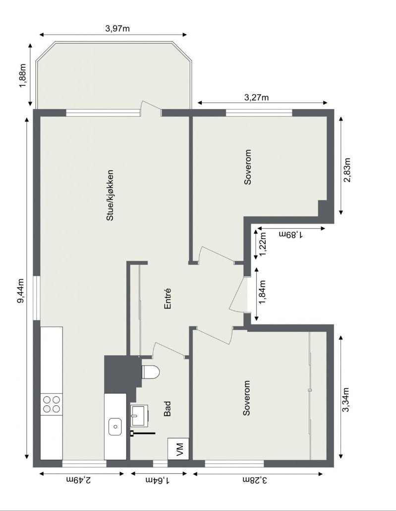 Leilighetens plantegning. Galleribilde