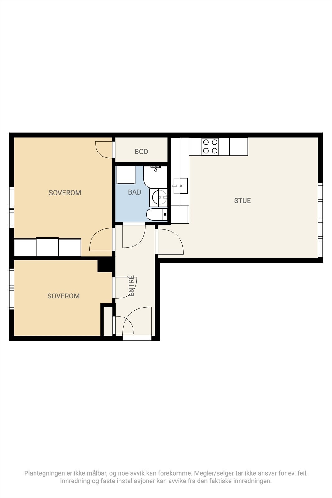 OBS! Alternativ planskisse - Mulighet for å flytte kjøkken ut i stue for å få et ekstra soveværelse Galleribilde