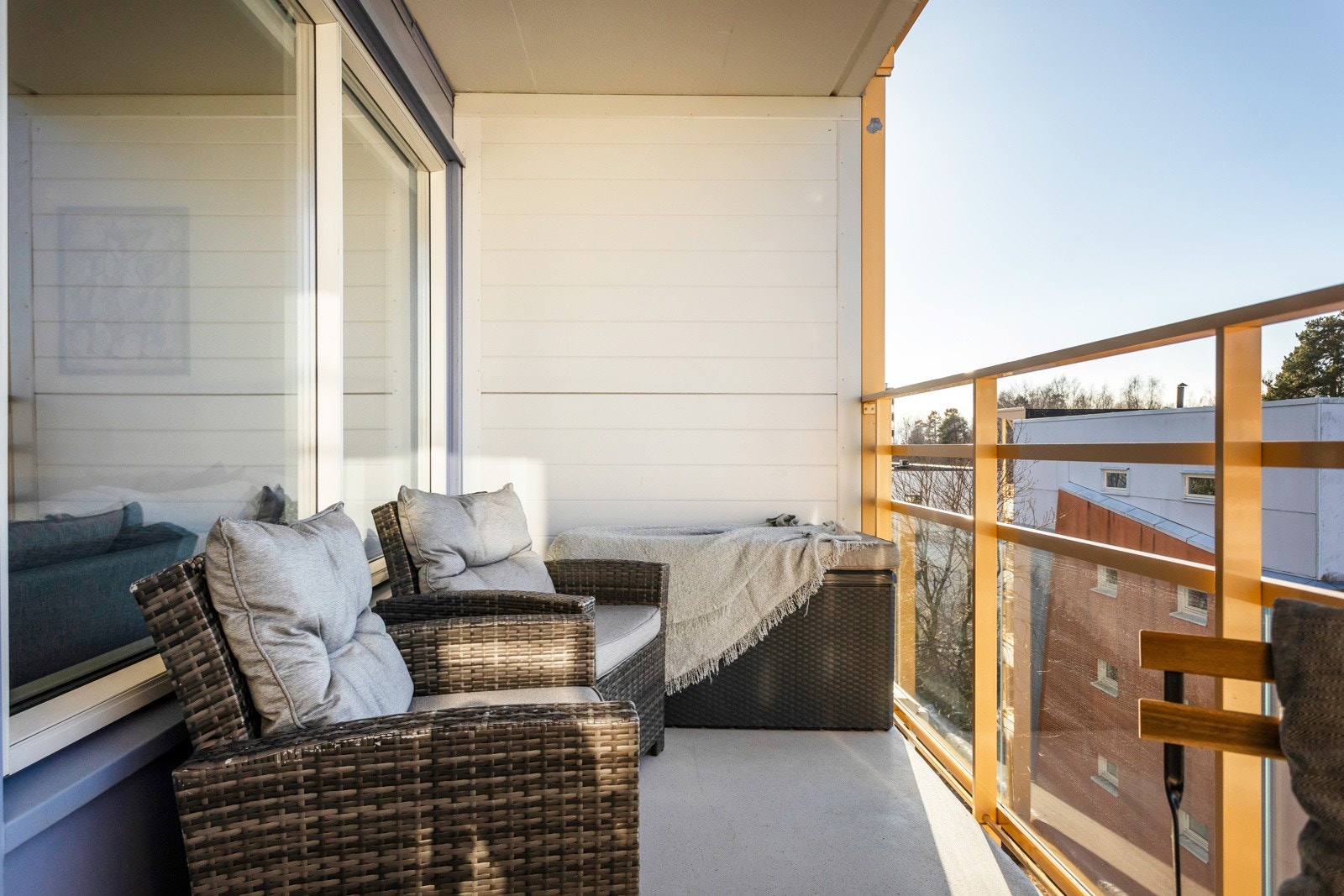 Det er tillatt å benytte seg av gassgrill på balkongen. Galleribilde