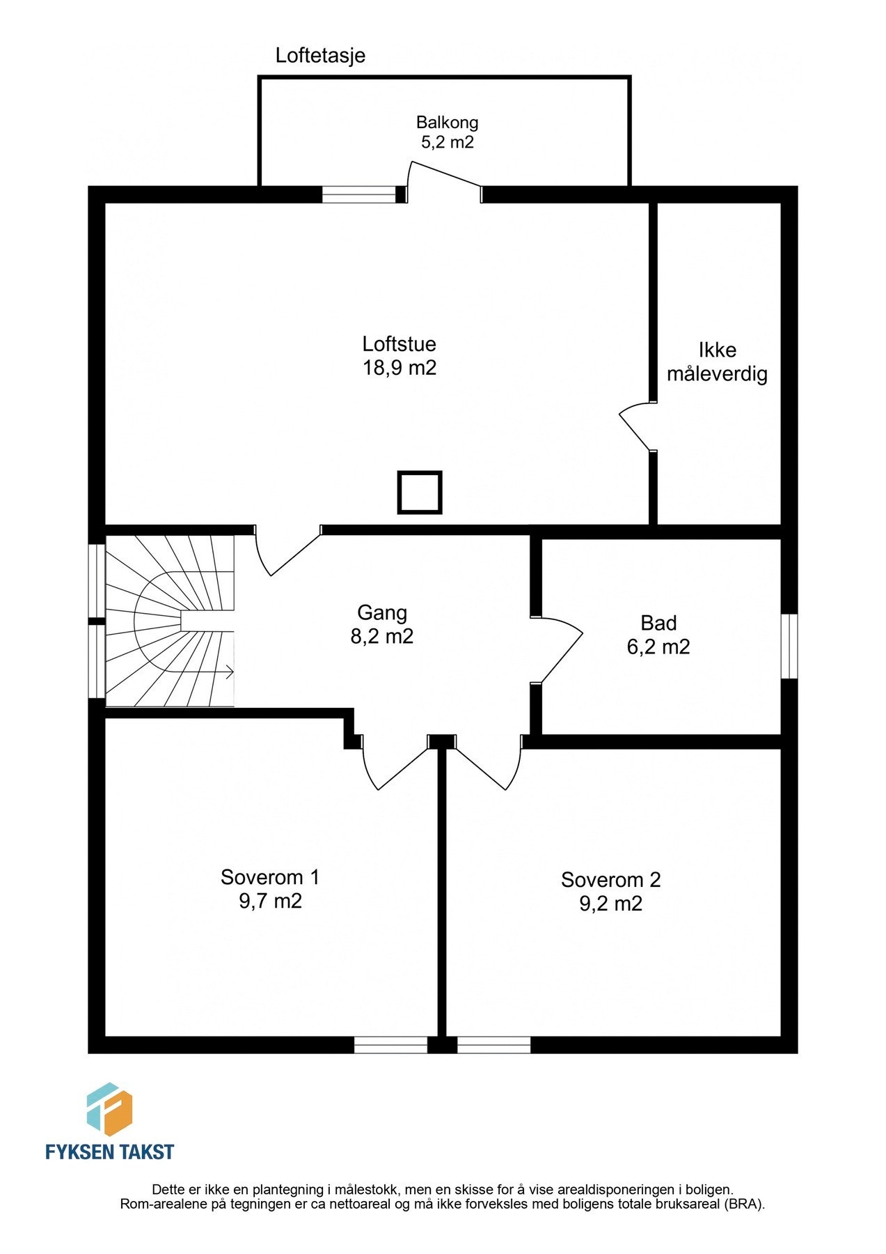 Plantegning loftsetasje. Galleribilde