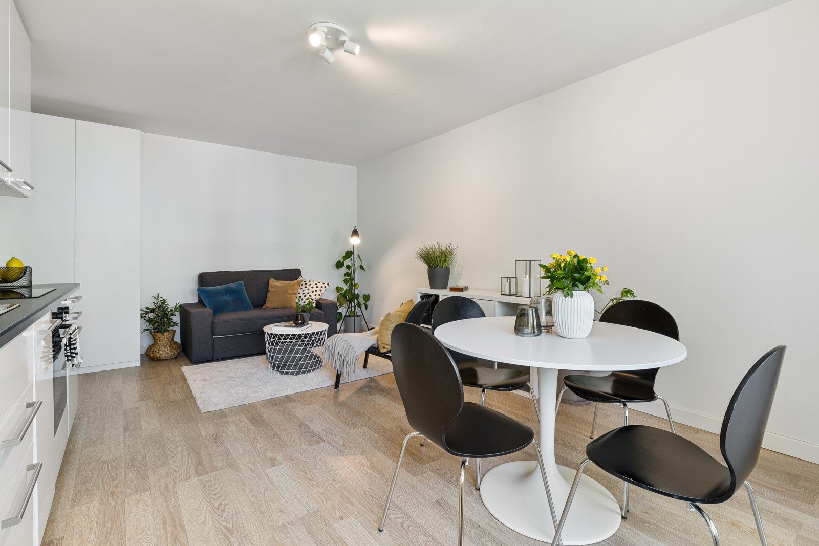 God plass til sofagruppe og spisestuemøblement. Galleribilde